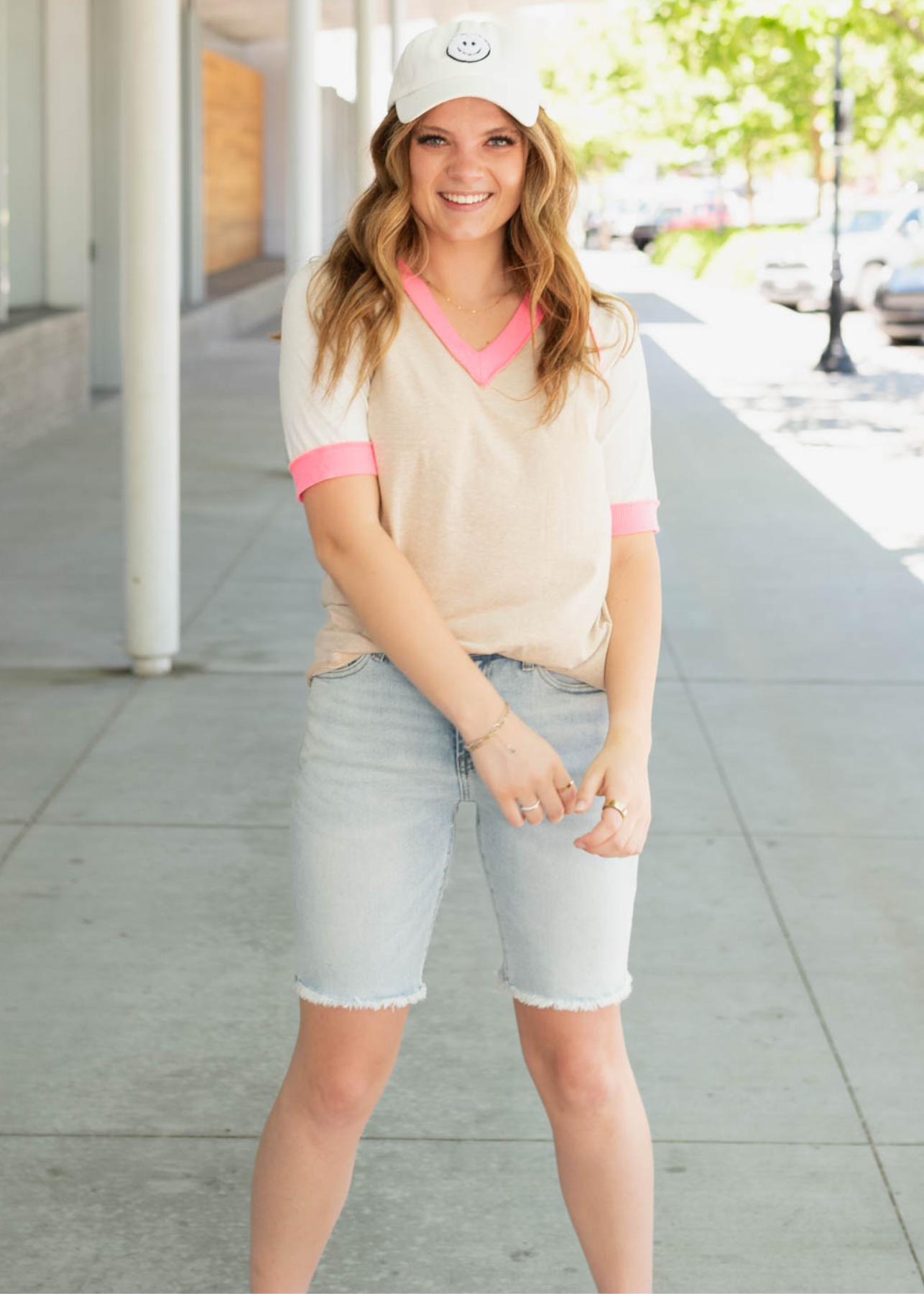 Kendall Taupe Pink Color Block Top