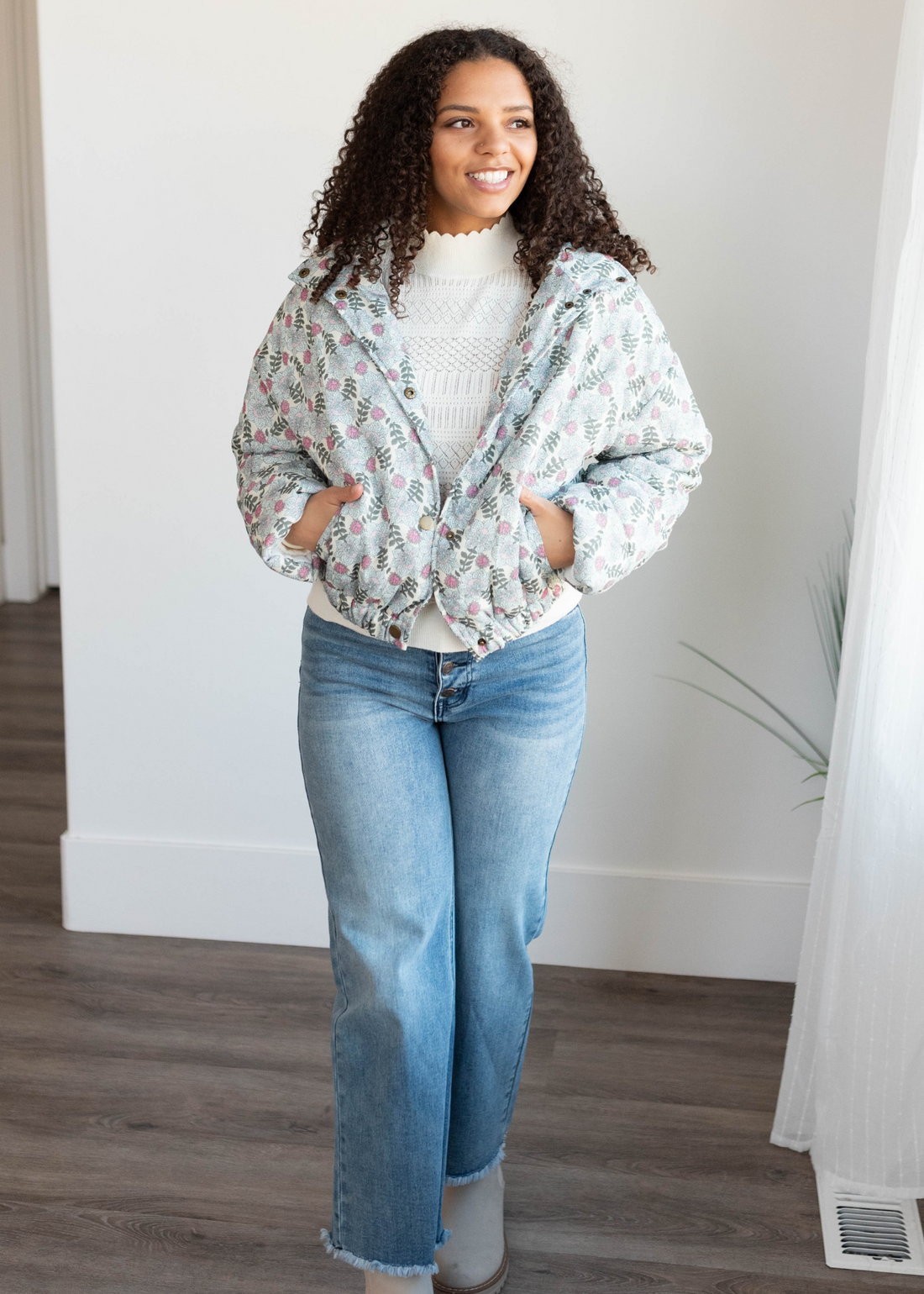 Kensie Sage Floral Puffer Jacket