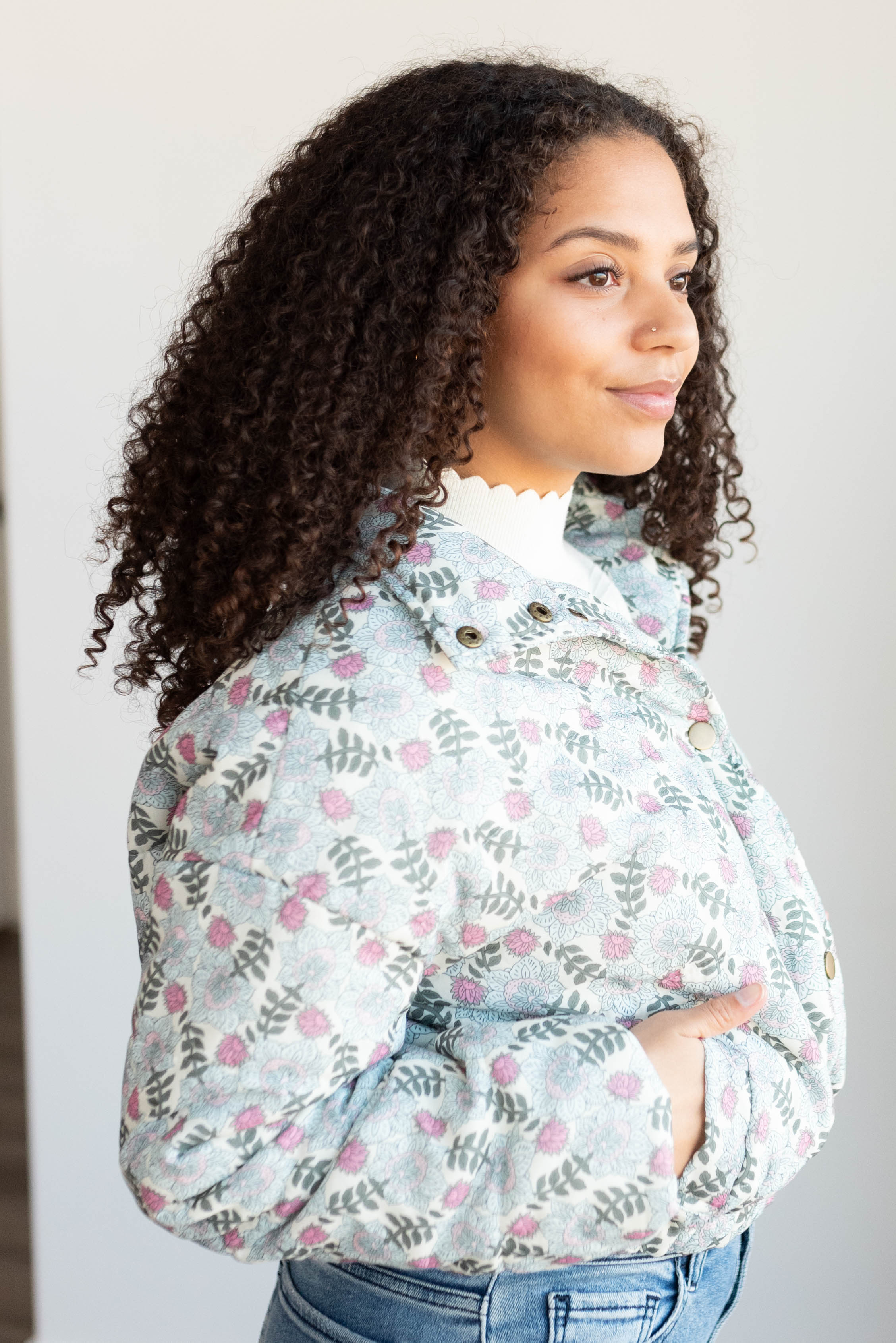 Kensie Sage Floral Puffer Jacket