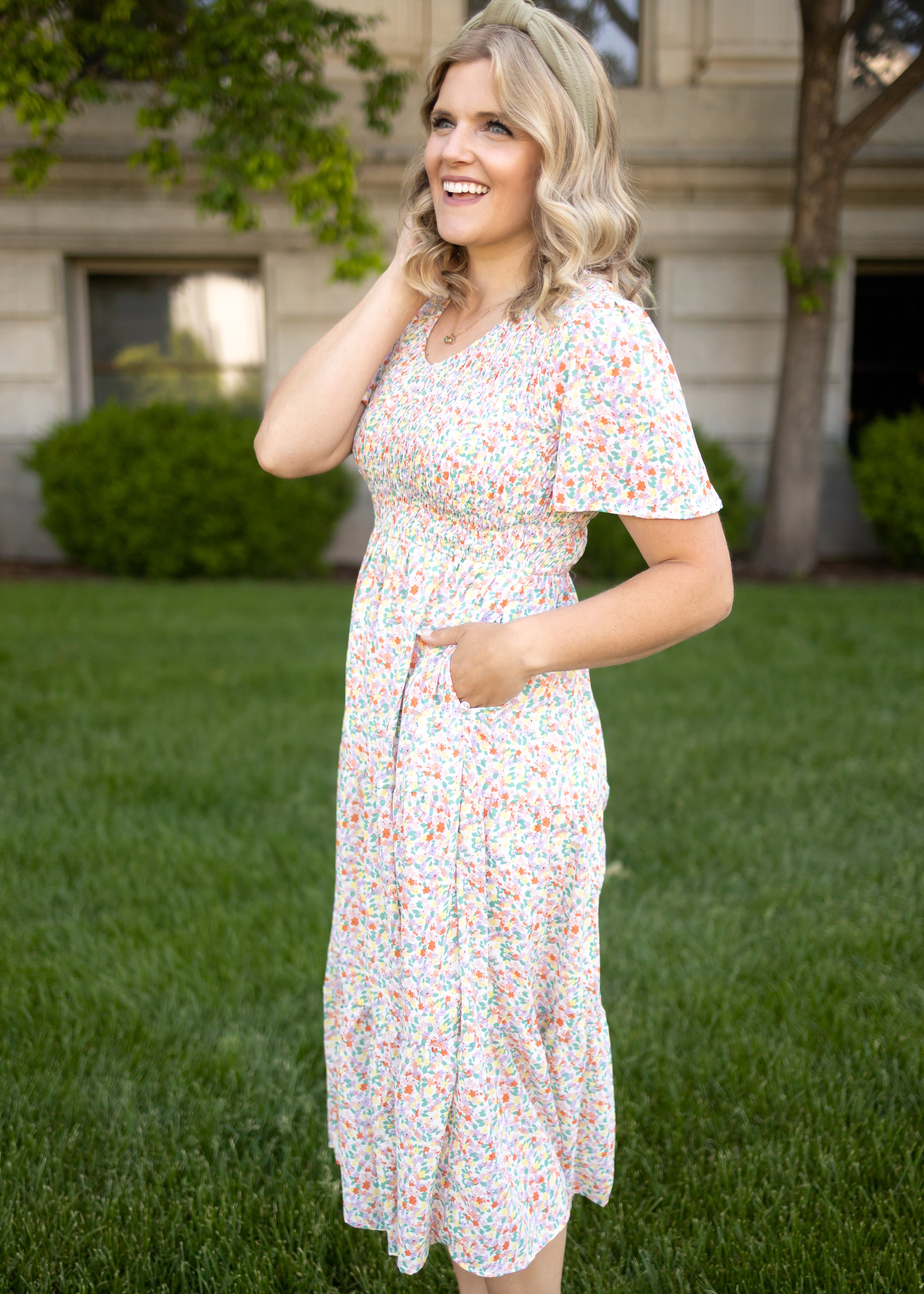 Khalani Coral Floral Dress
