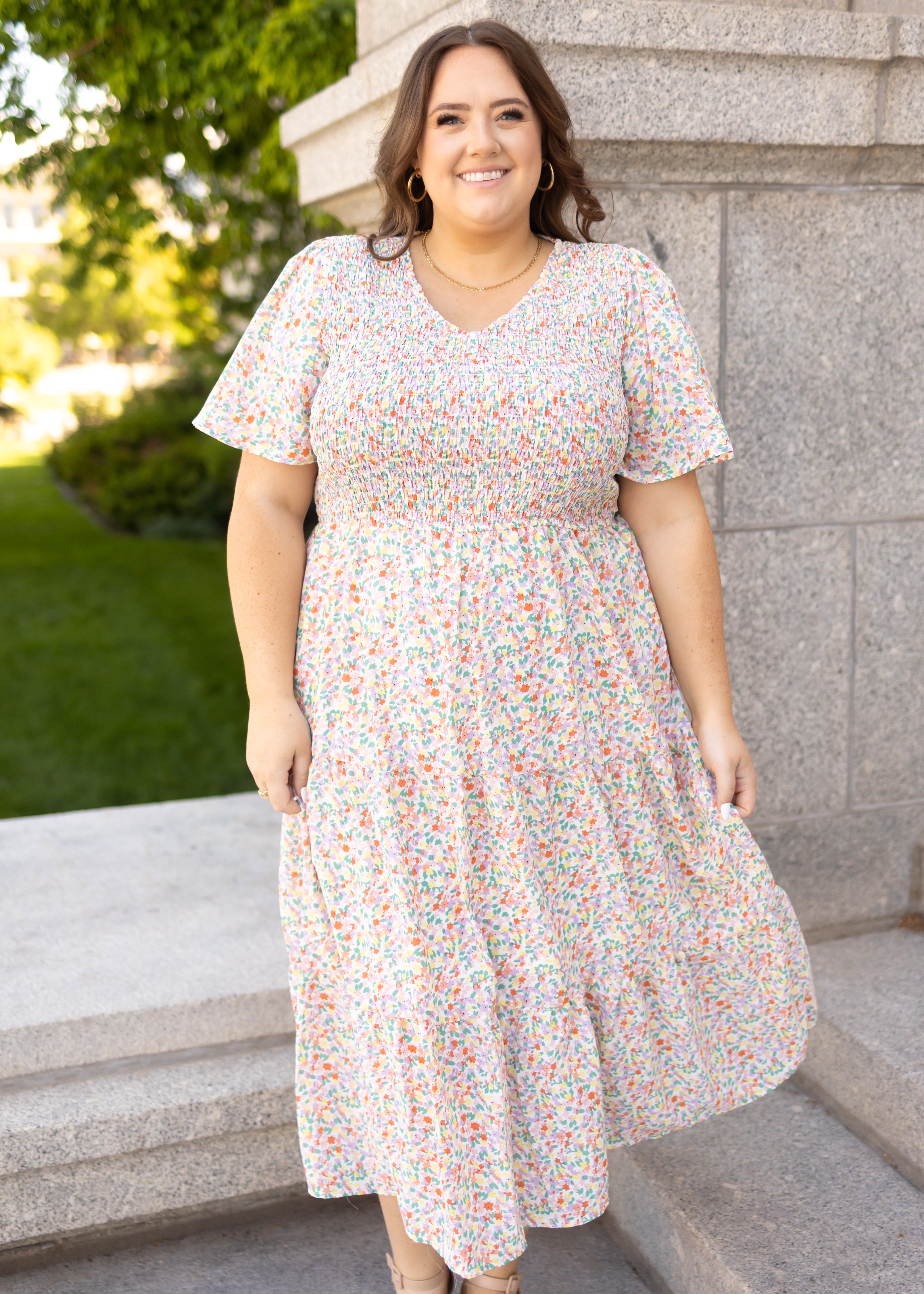 Khalani Coral Floral Dress