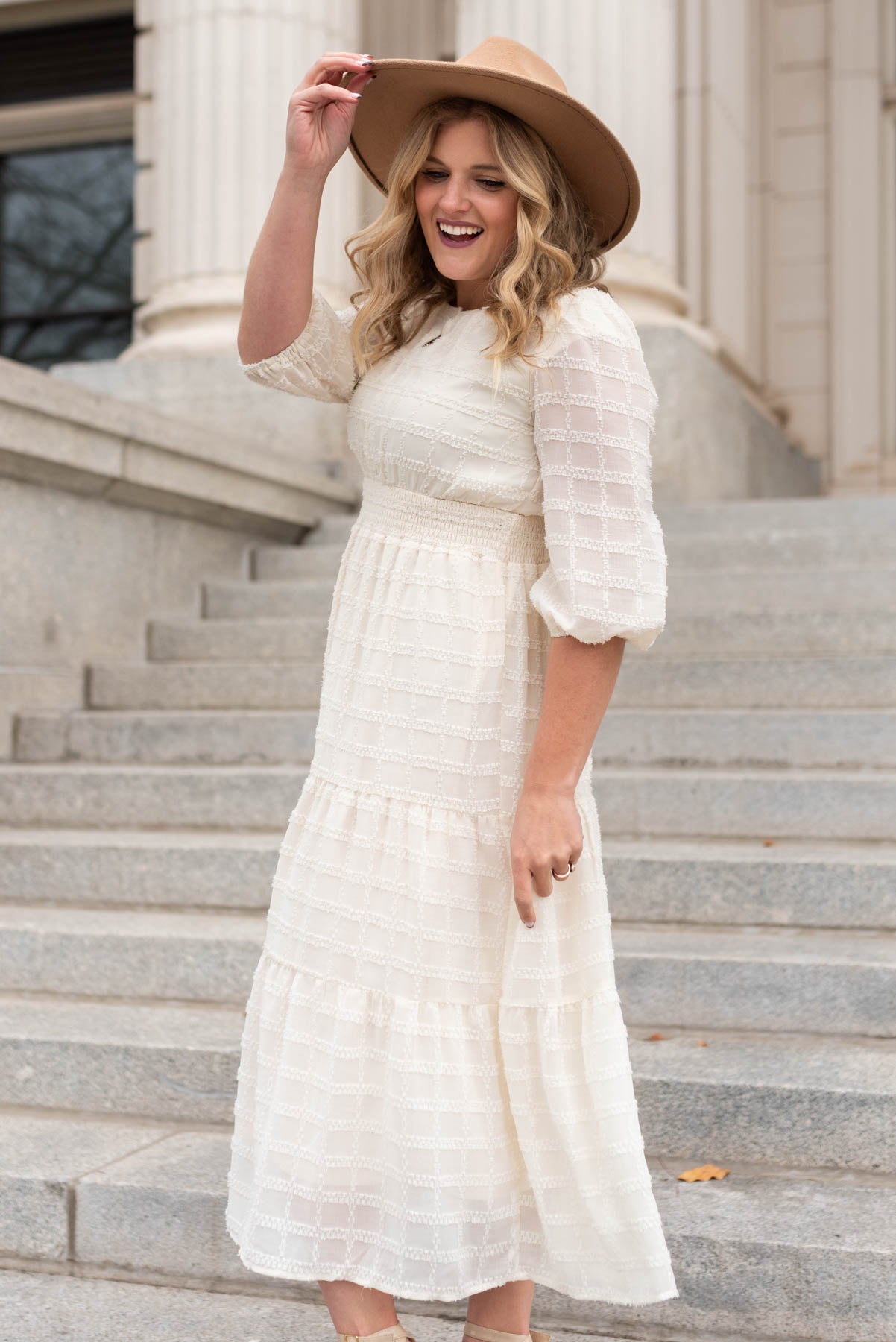 Kiah Cream Glitter Maxi Dress