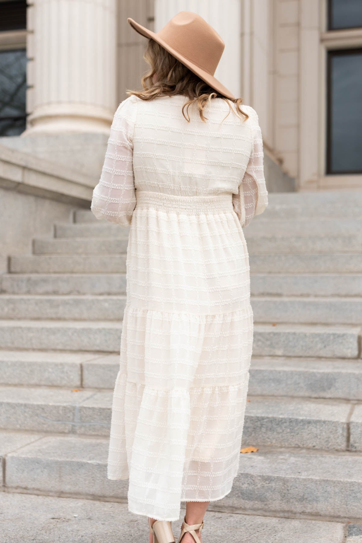 Kiah Cream Glitter Maxi Dress