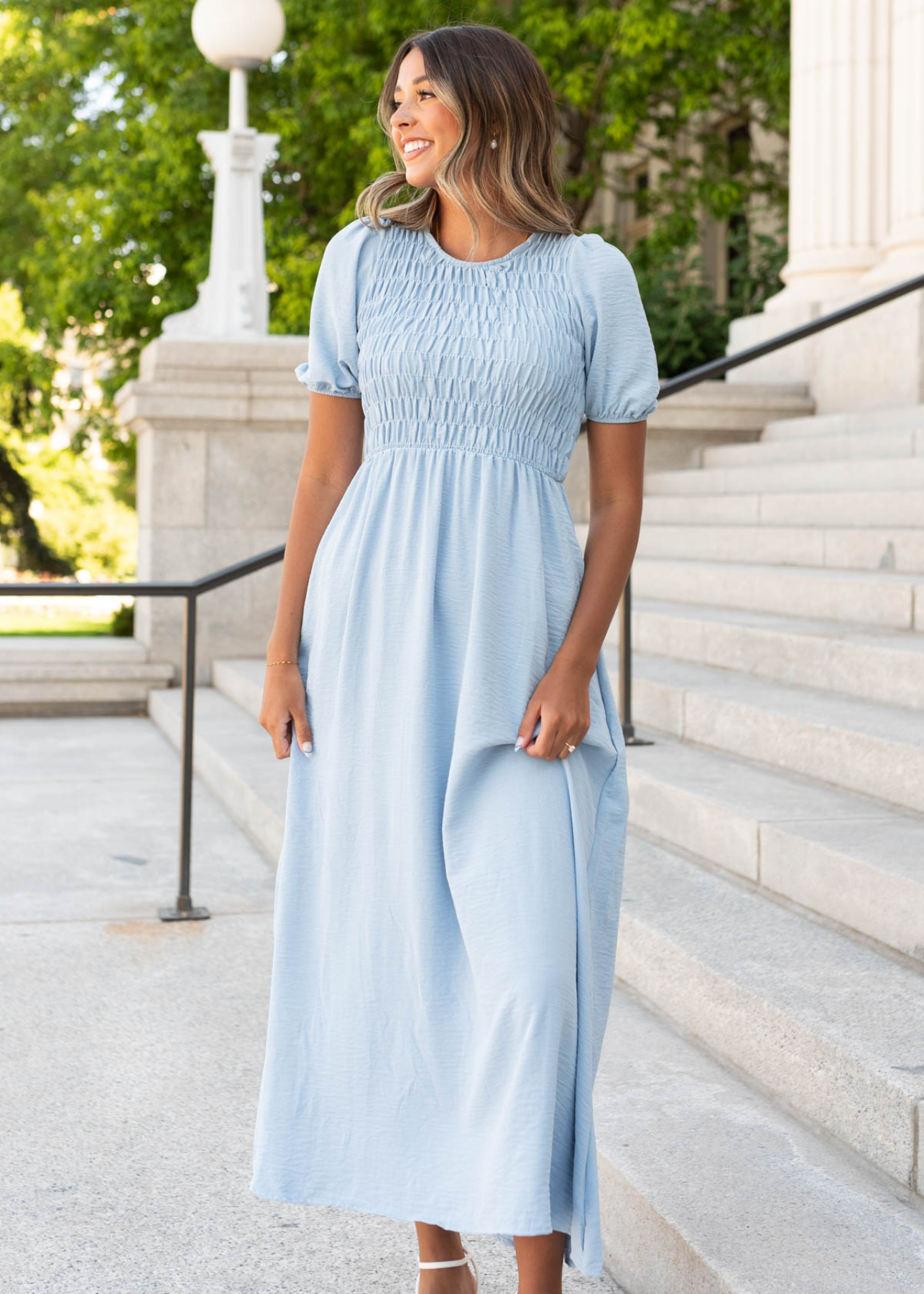 Kiki Blue Smocked Dress