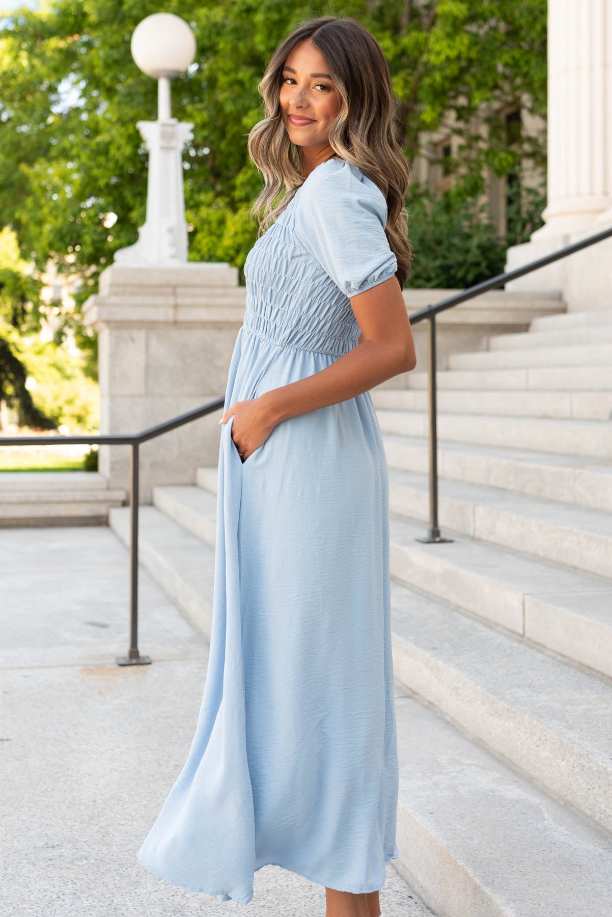 Kiki Blue Smocked Dress