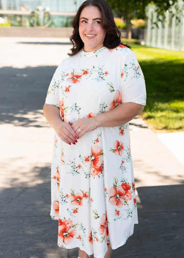 Kinlee Ivory Floral Midi Dress