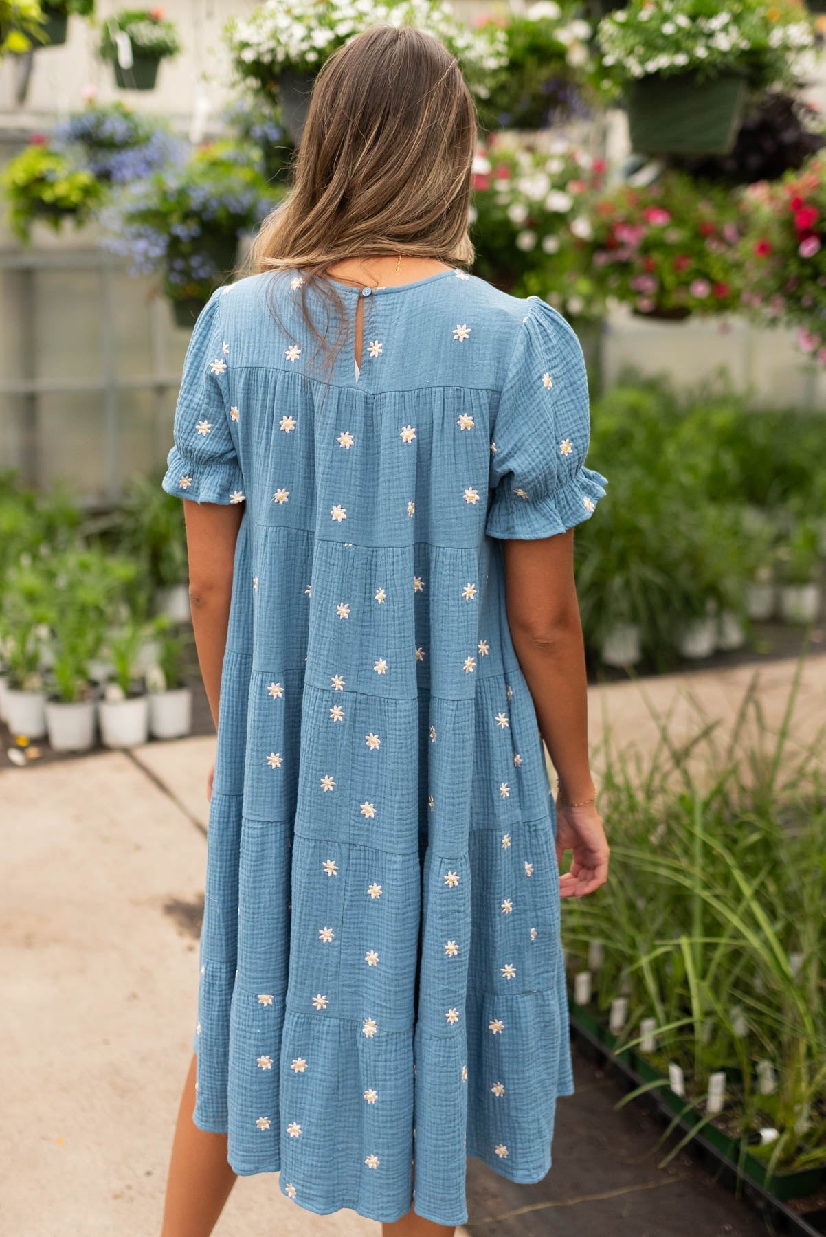Kinsi Blue Floral Dot Dress