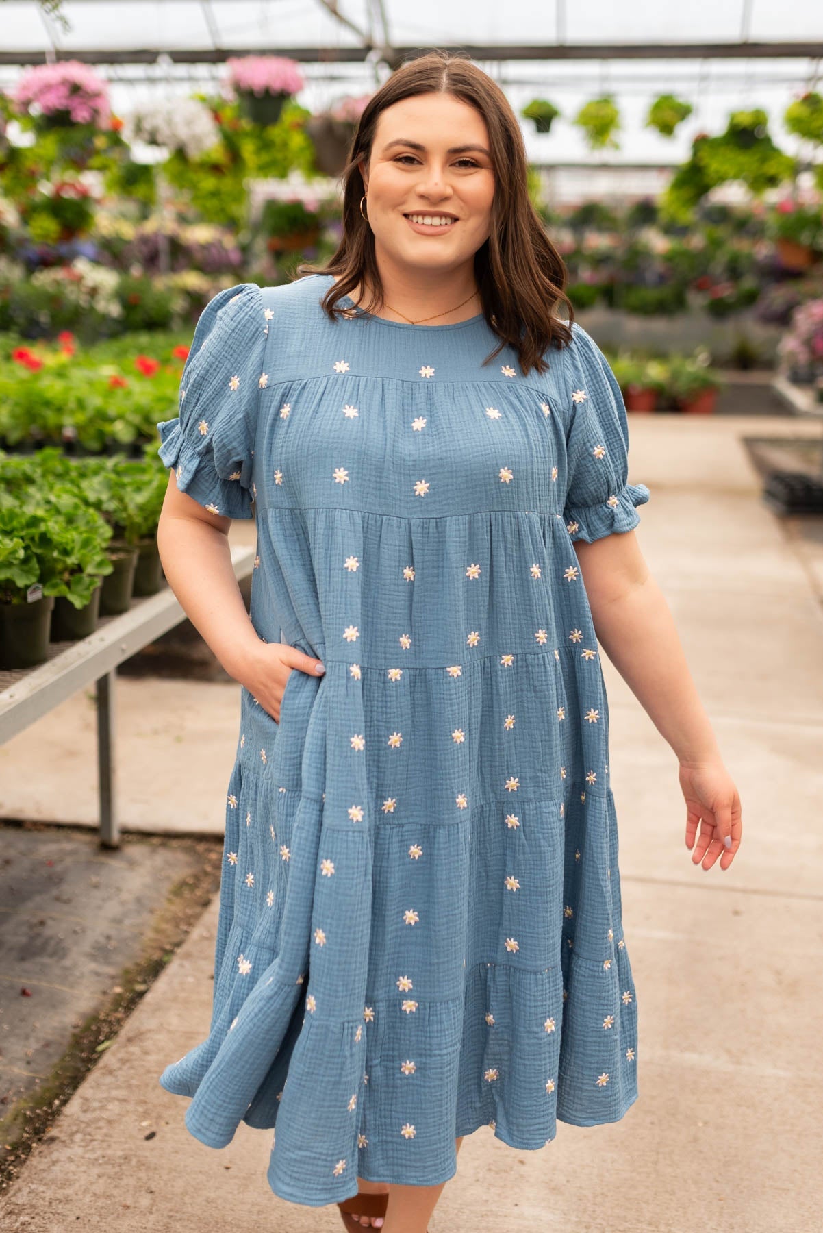 Kinsi Blue Floral Dot Dress