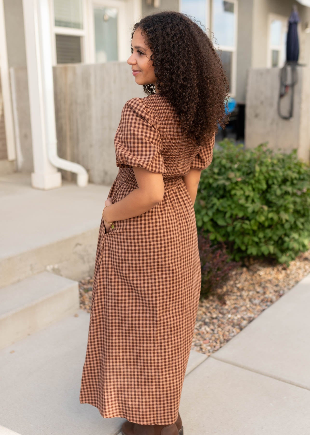 Kinsley Mocha Gingham Dress