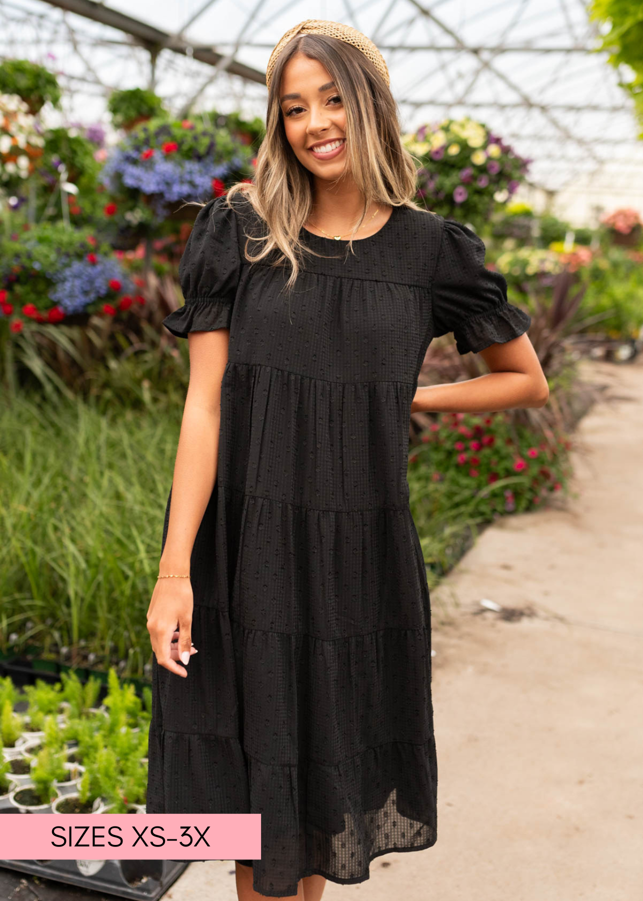 Kiyah Black Dot Midi Dress