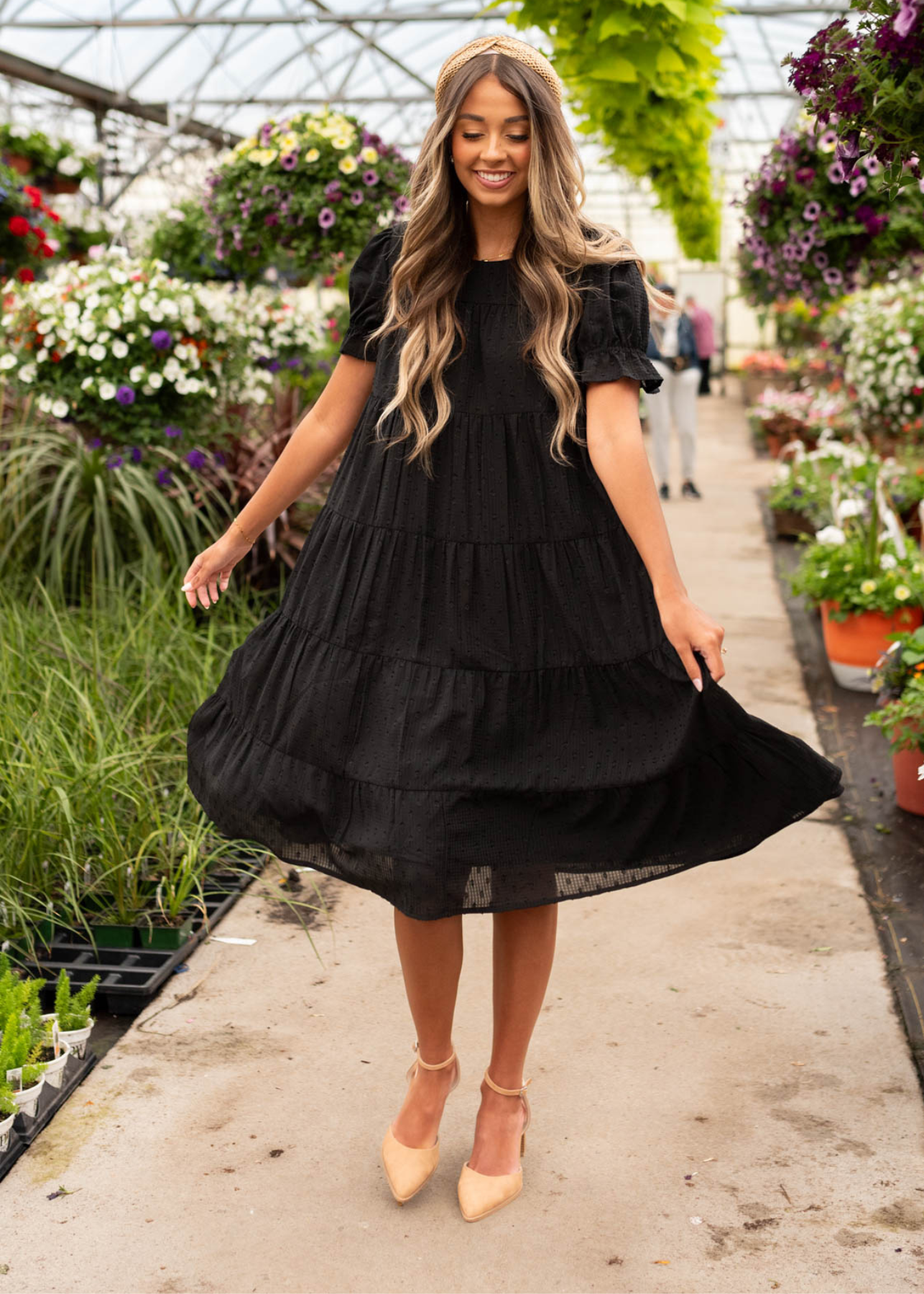 Kiyah Black Dot Midi Dress