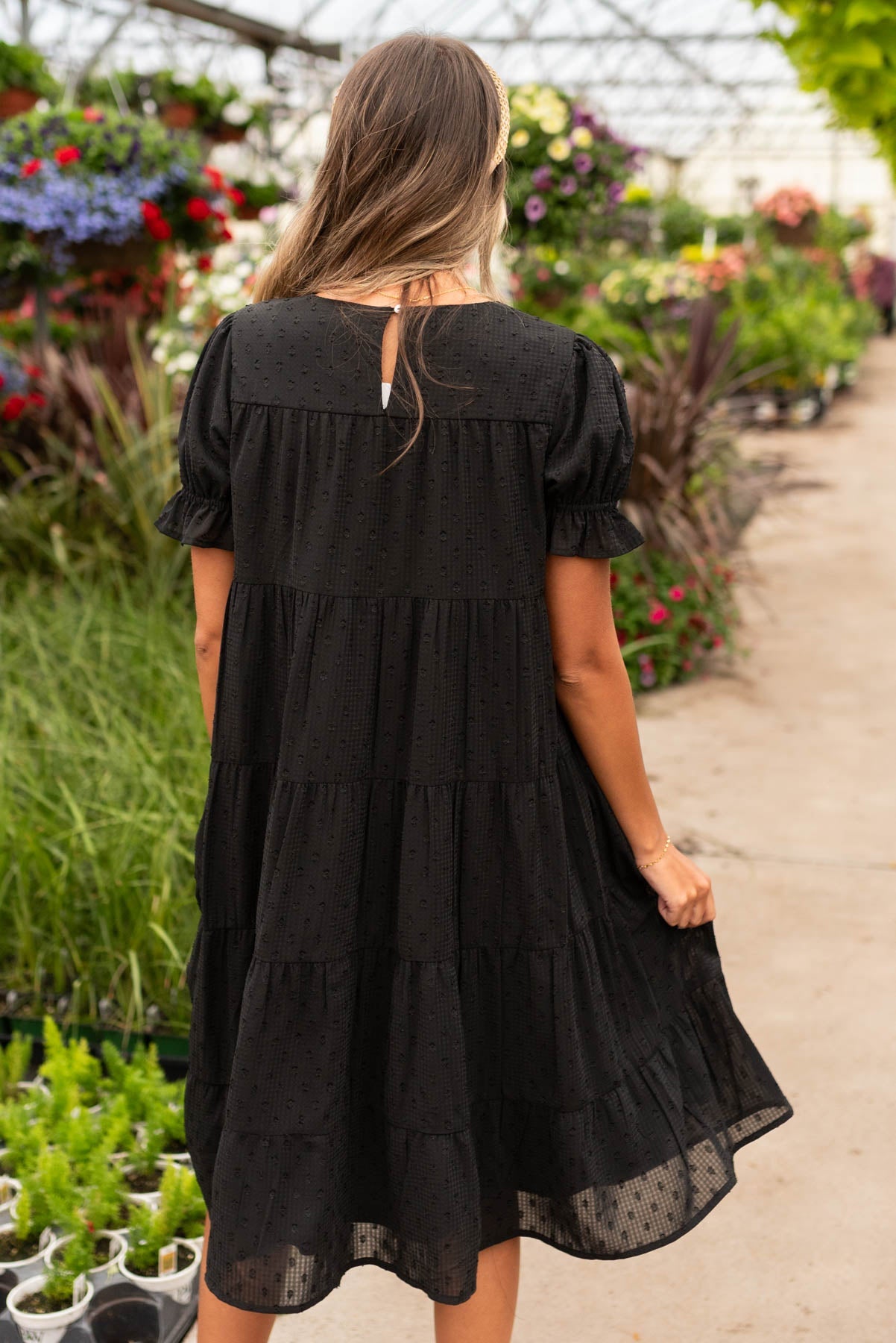 Kiyah Black Dot Midi Dress