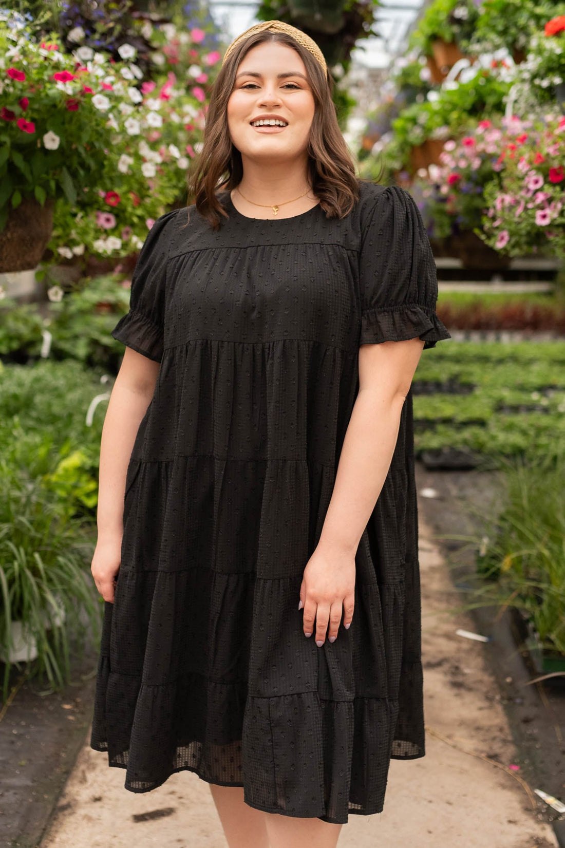 Kiyah Black Dot Midi Dress