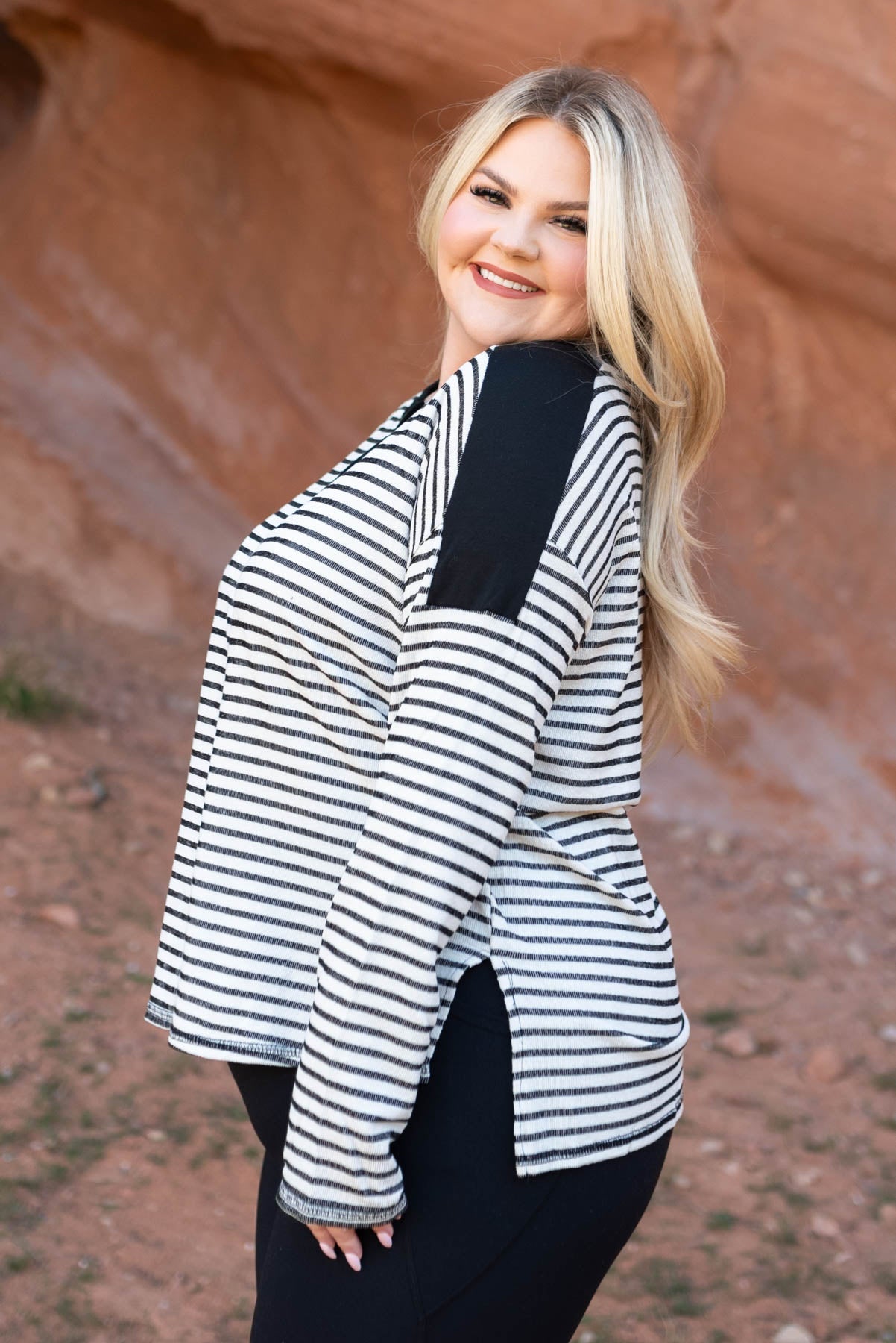 Kyla Black Striped Top