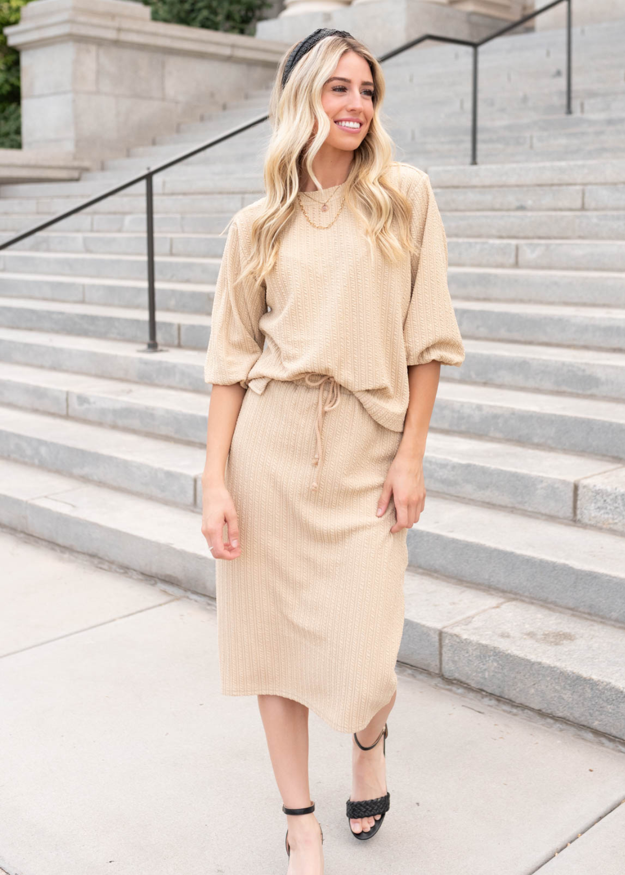 Lainey Beige Textured Skirt