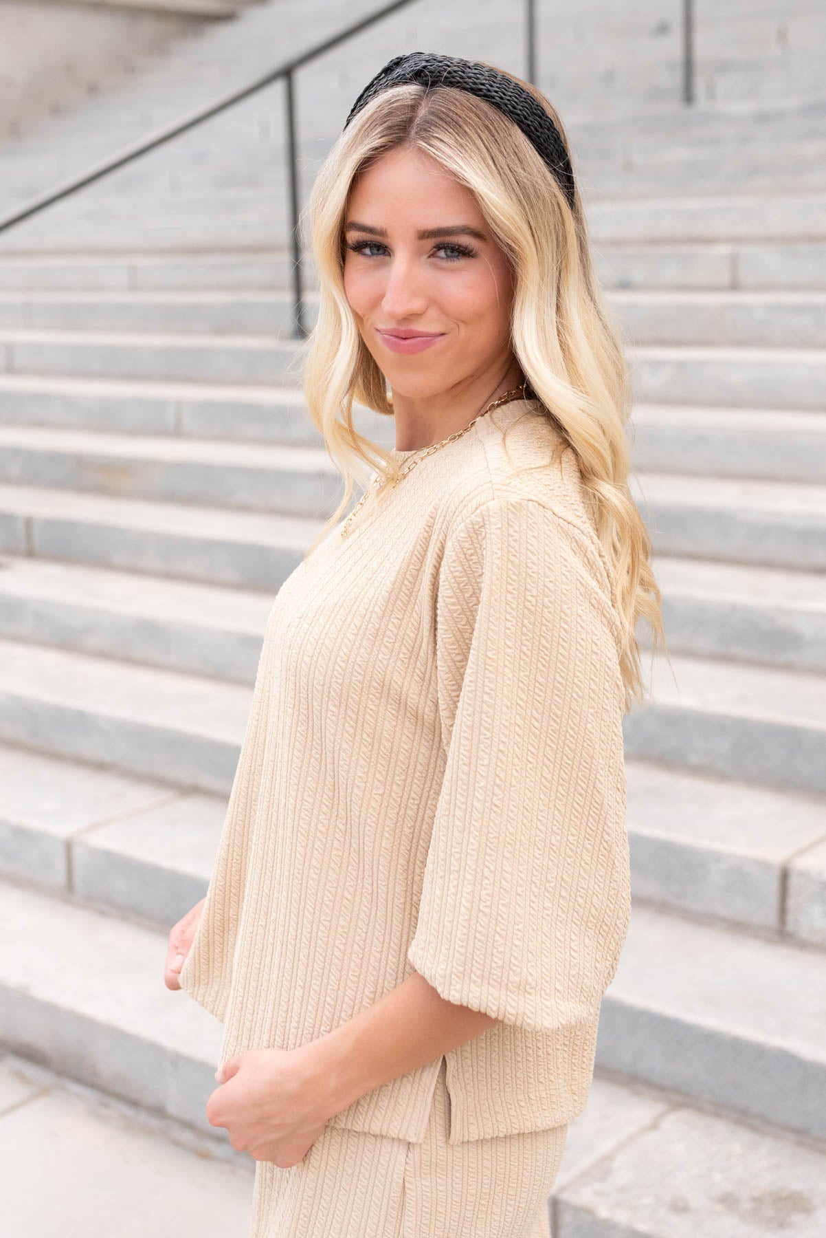 Lainey Beige Textured Top