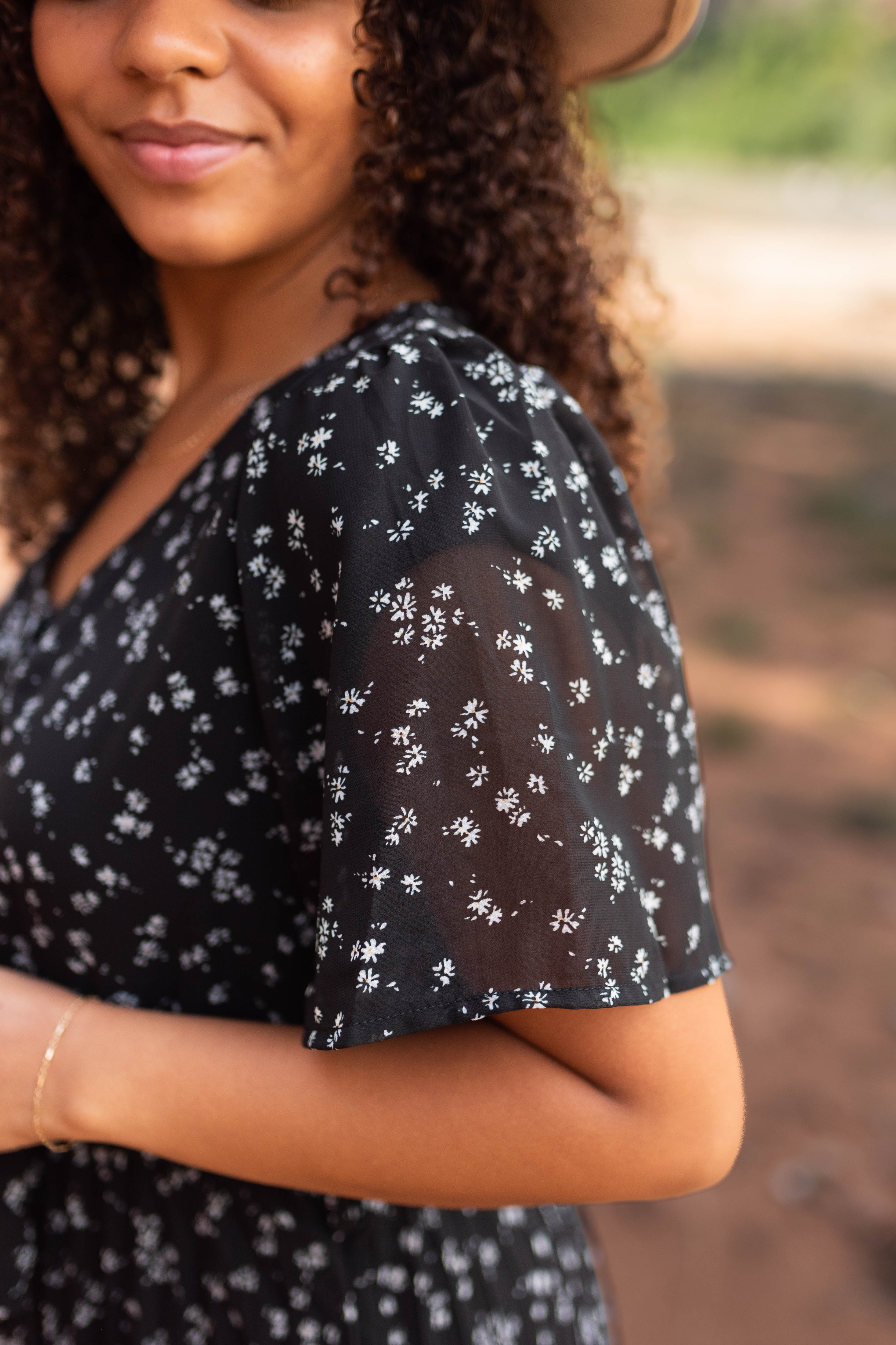 Lainey Black Floral Dress