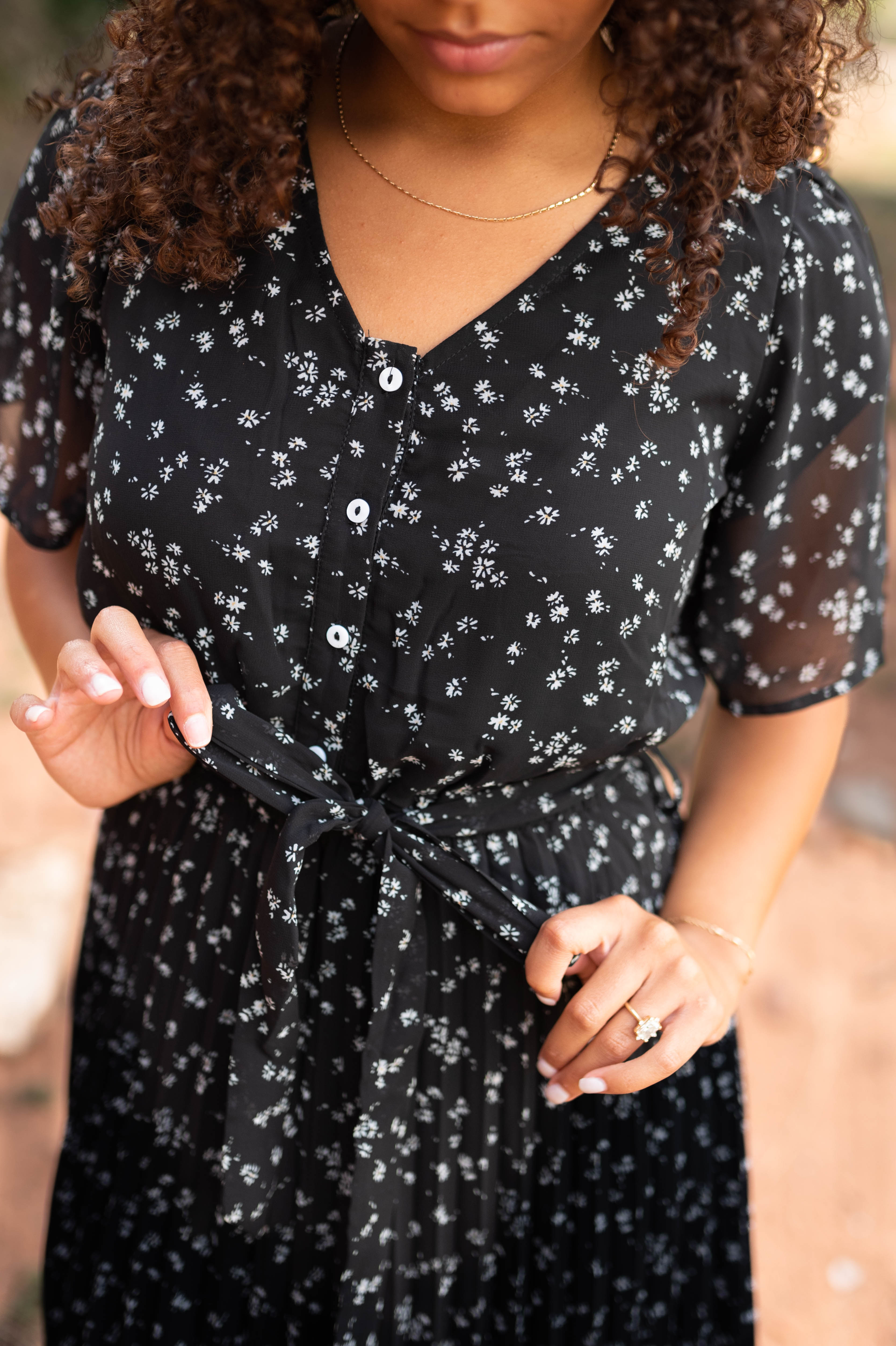 Lainey Black Floral Dress