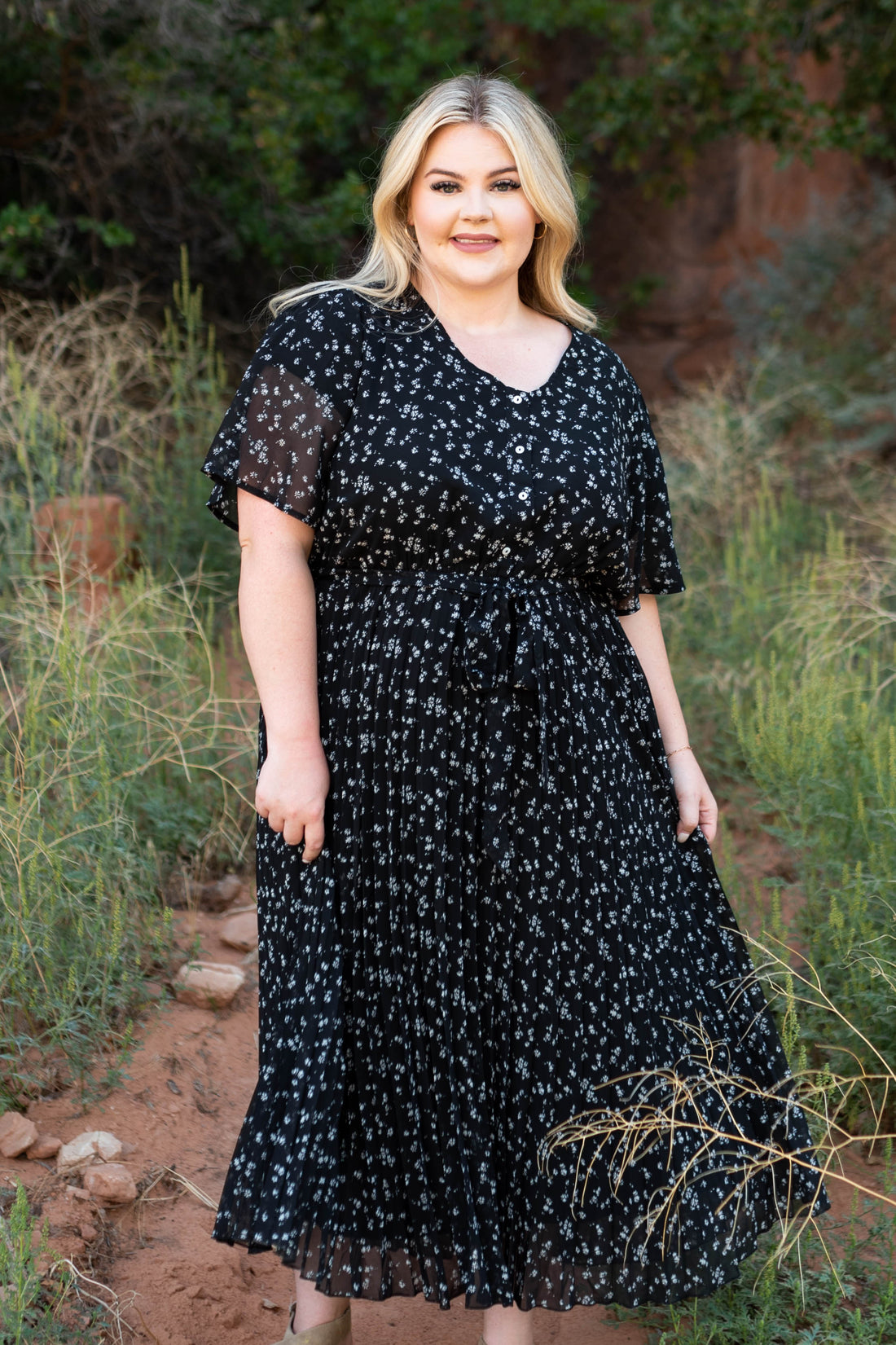 Lainey Black Floral Dress