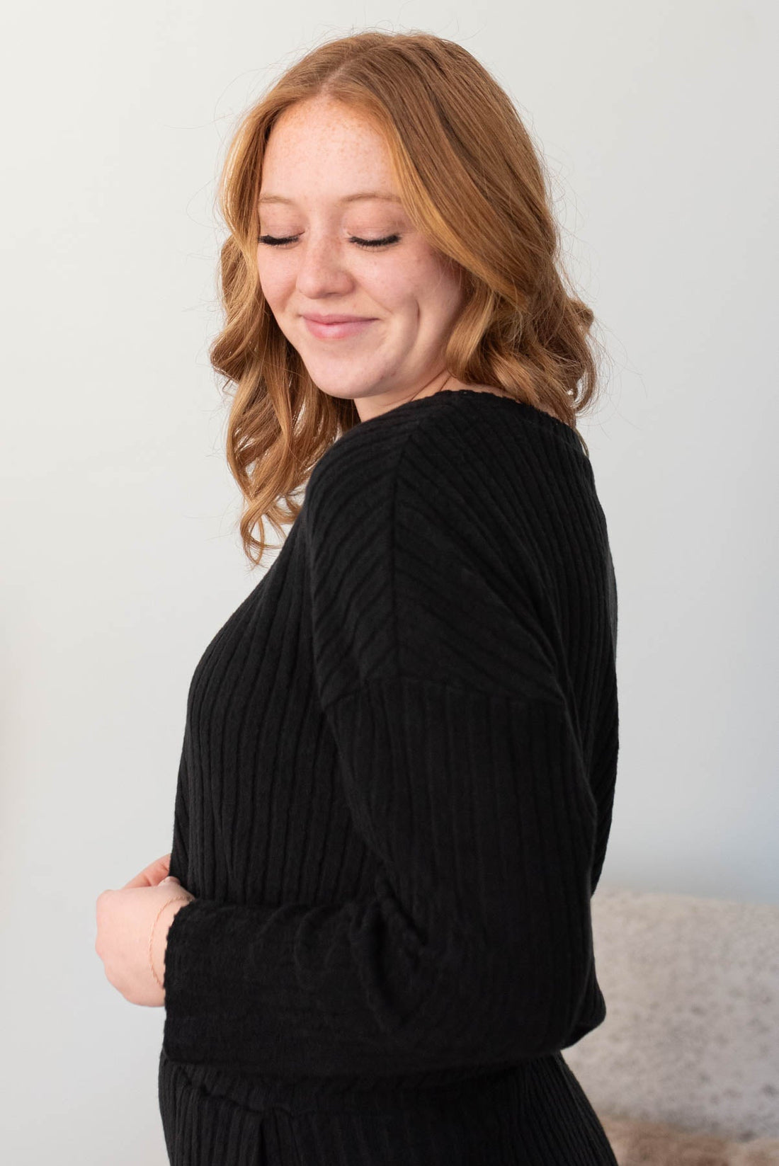 Lana Black Ribbed Lounge Set