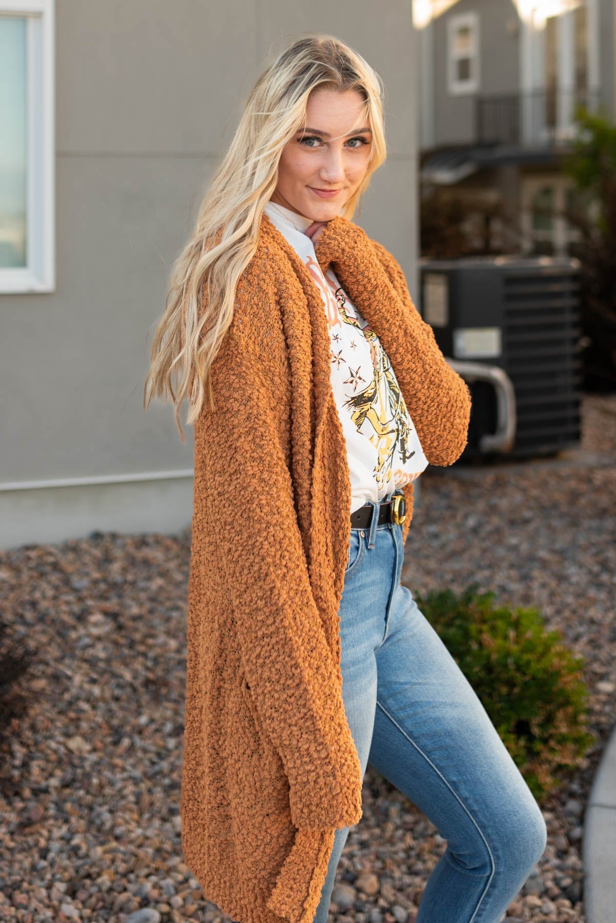 Lanae Dark Mustard Popcorn Cardigan