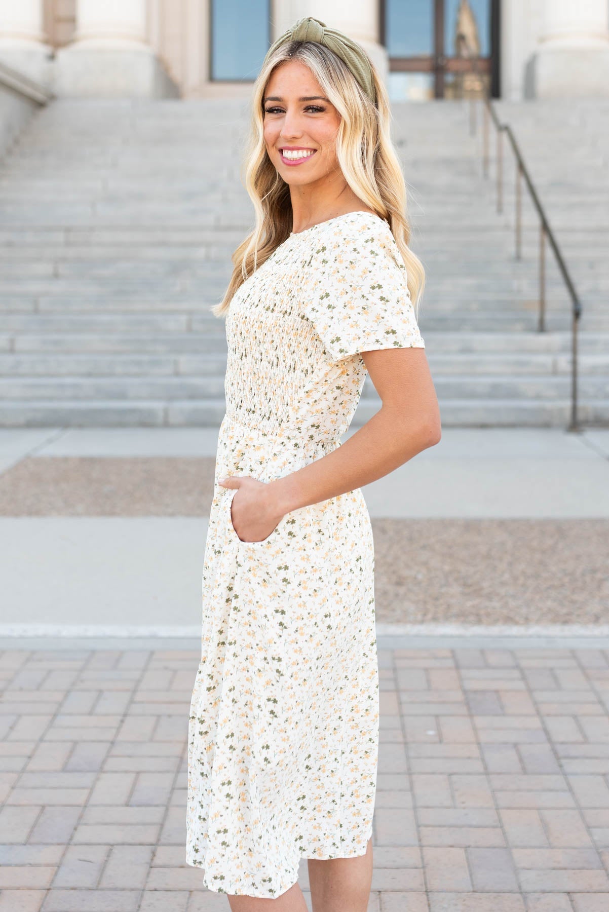 Lani Cream Floral Midi Dress