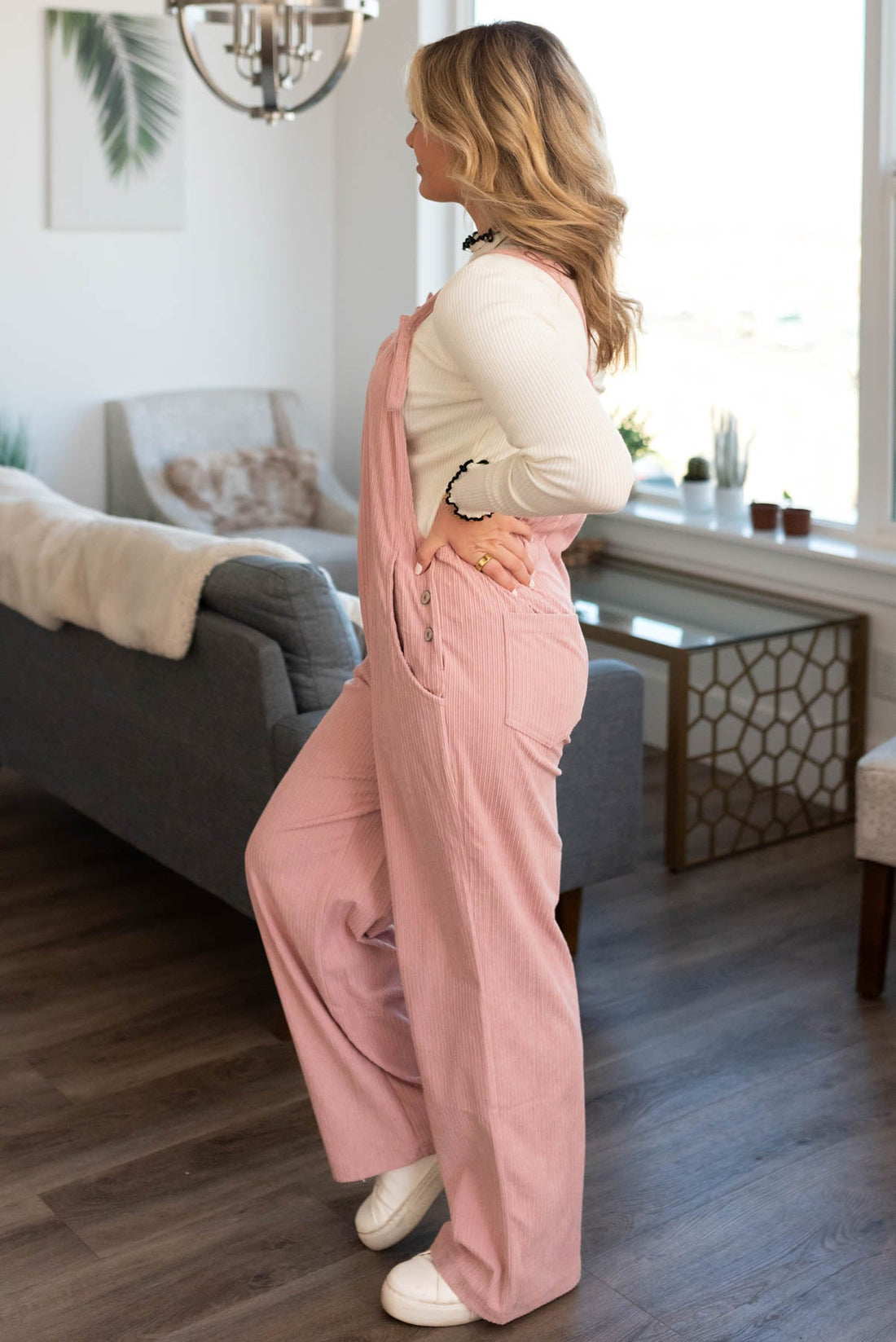 Laray Dusty Pink Corduroy Overalls