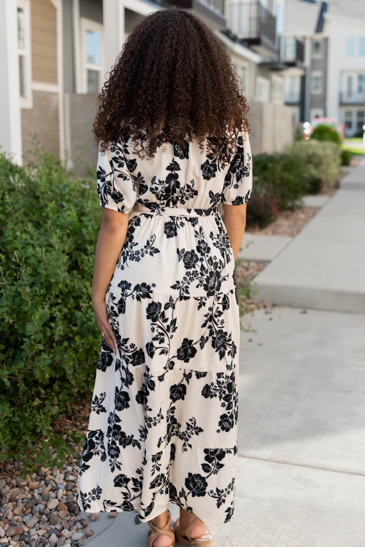 LeAnn Cream Floral Button Tiered Dress