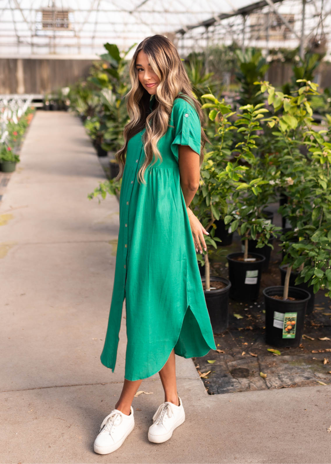 Leah Green Button Down Dress