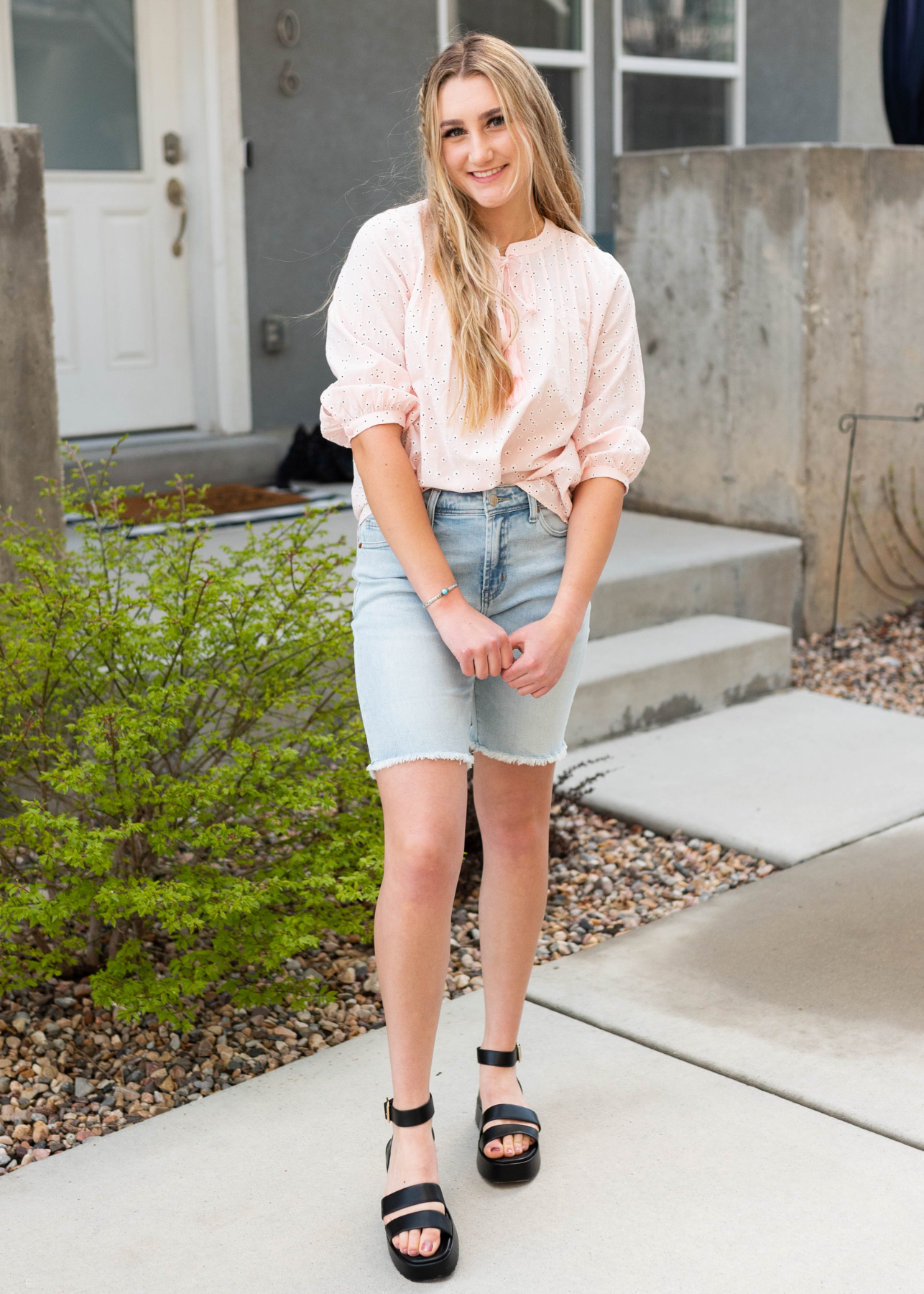 LeeAnne Pink Floral Woven Blouse