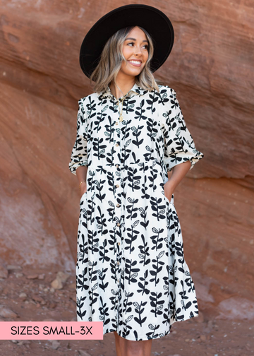 Leighann Black Floral Dress