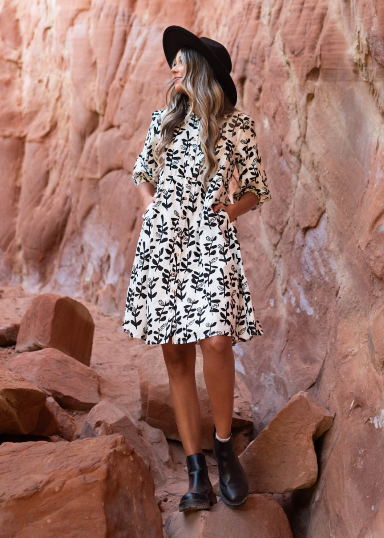 Leighann Black Floral Dress