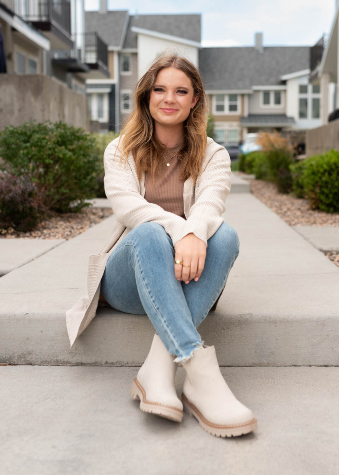 Leisha Oatmeal Waffle Knit Cardigan