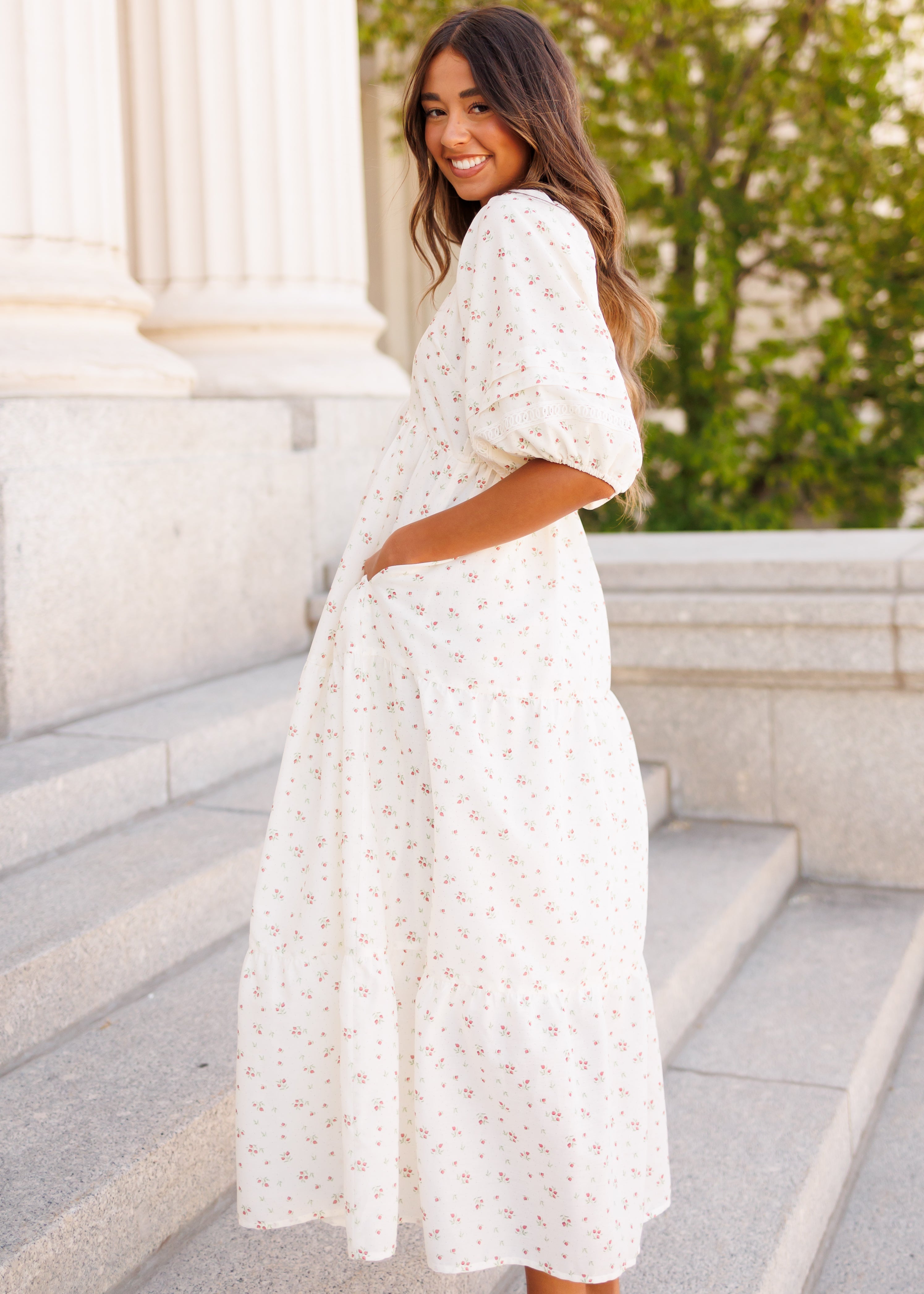 Lena Layne Ivory Floral Dress
