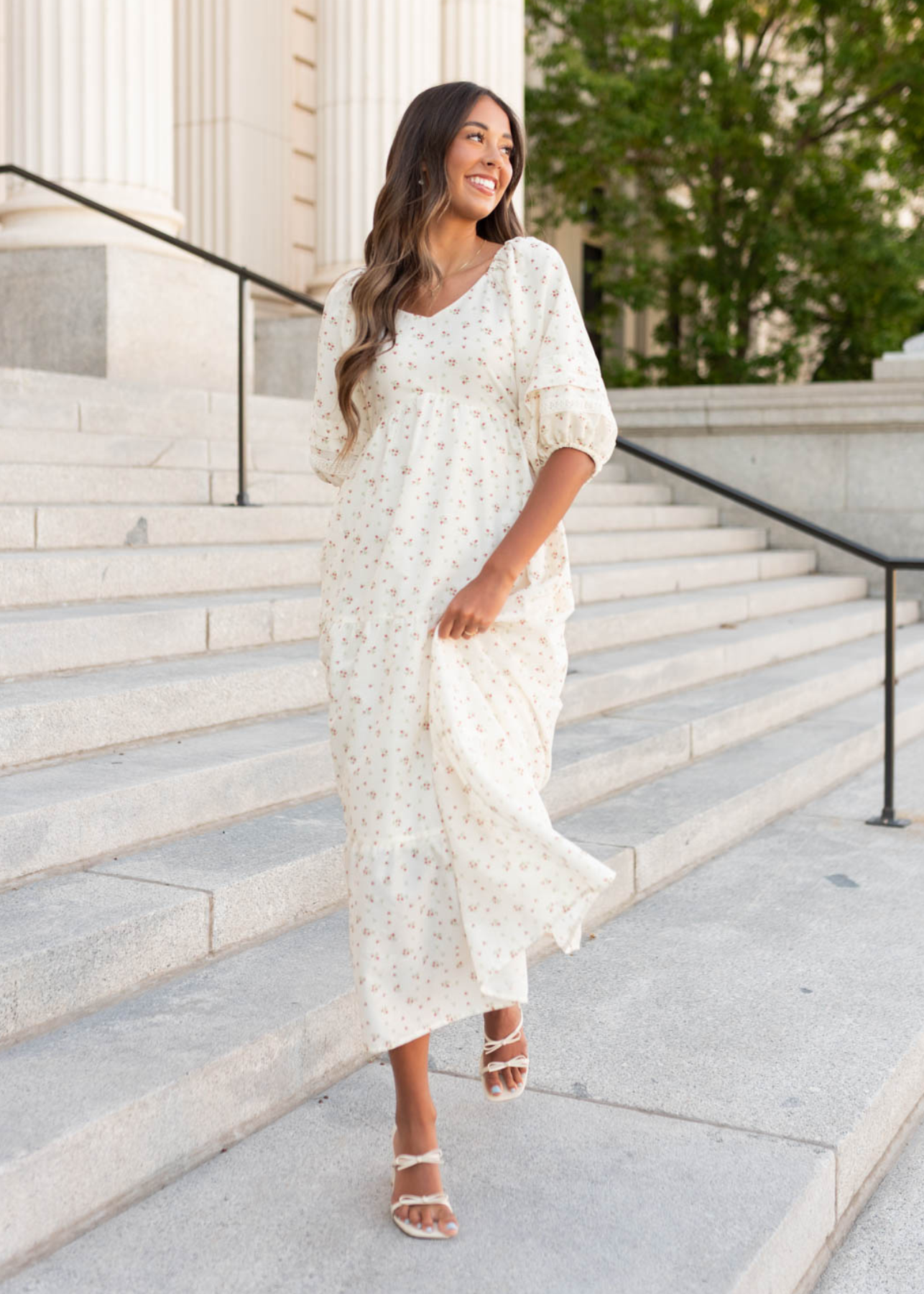 Lena Layne Ivory Floral Dress