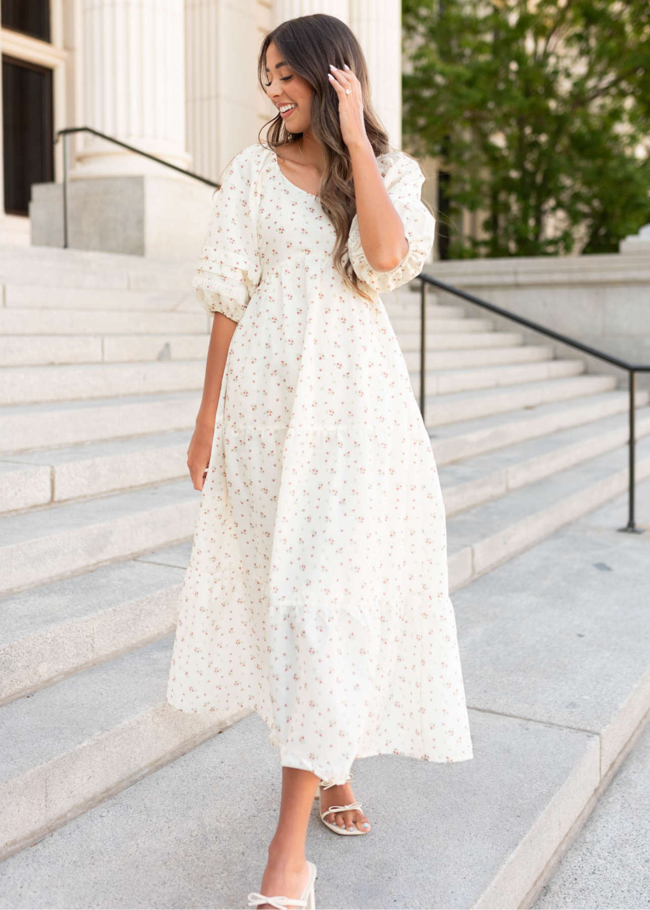 Lena Layne Ivory Floral Dress