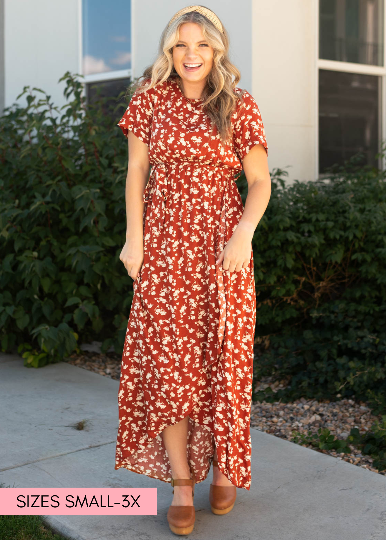 Lera Rust Floral Dress