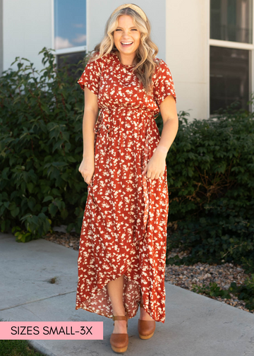 Lera Rust Floral Dress