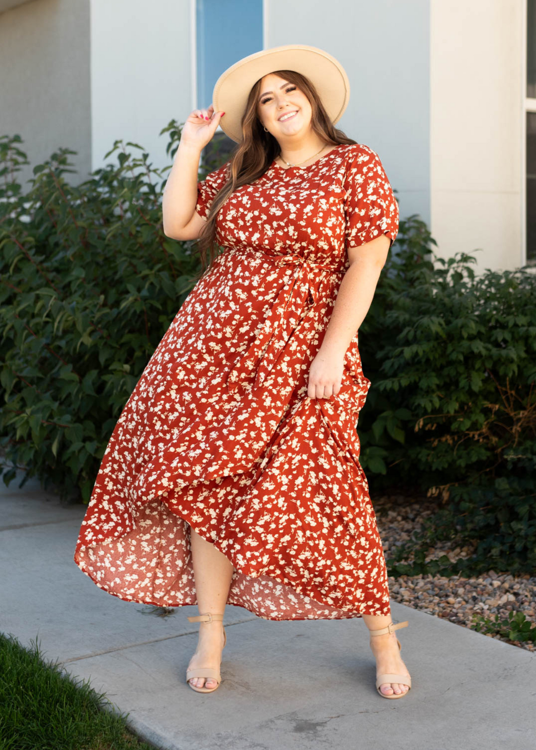Lera Rust Floral Dress