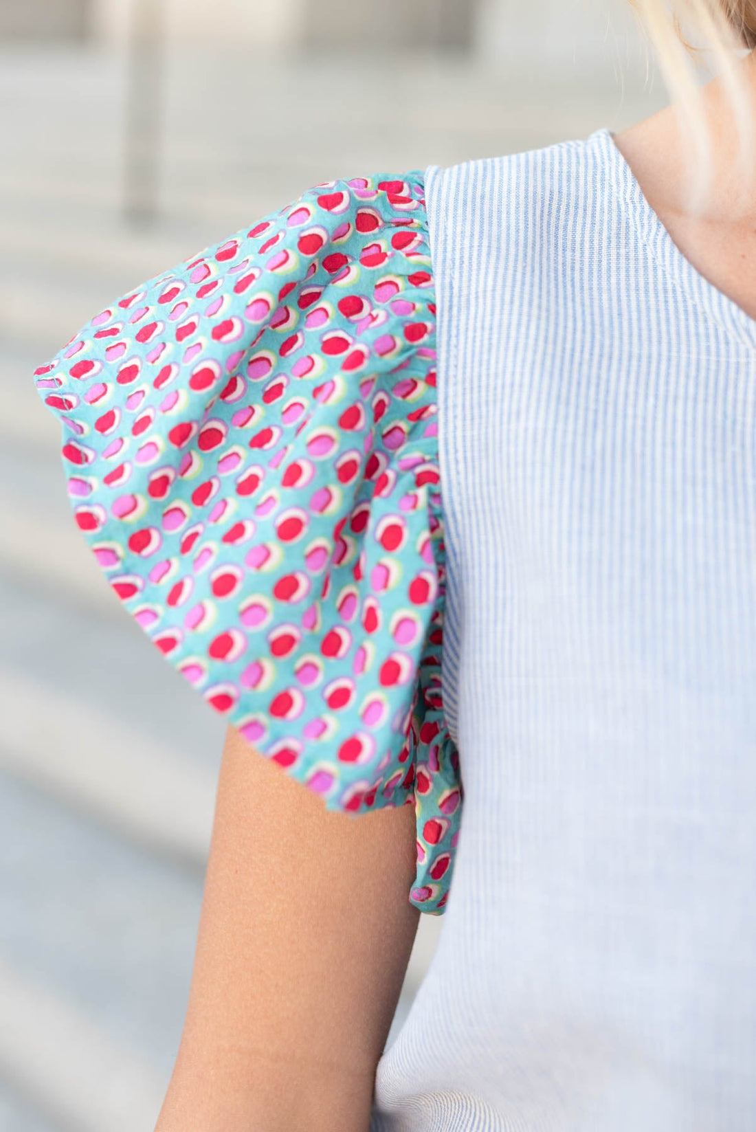 Lesli Blue Stripe Pattern Top
