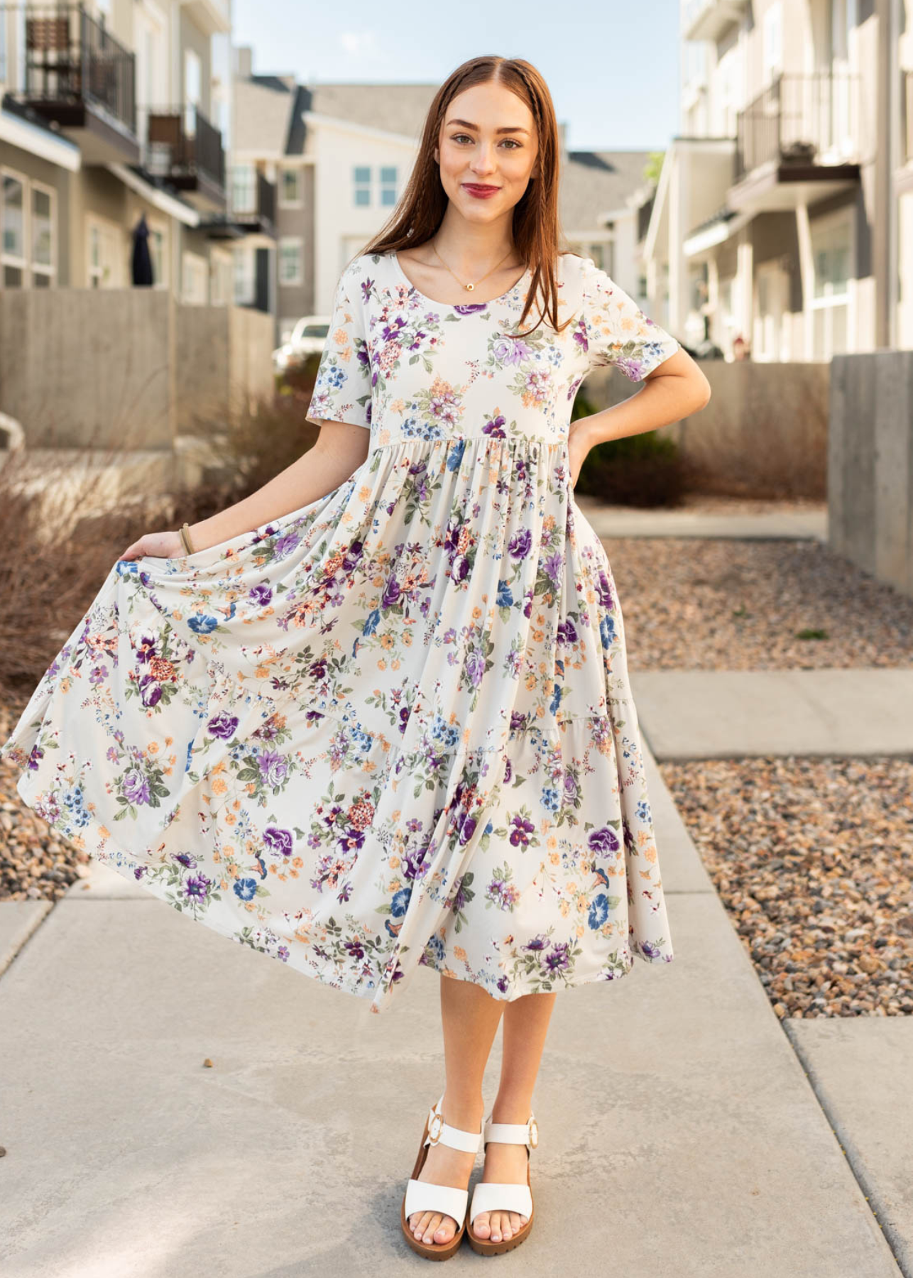 Lexy Grey Floral Dress