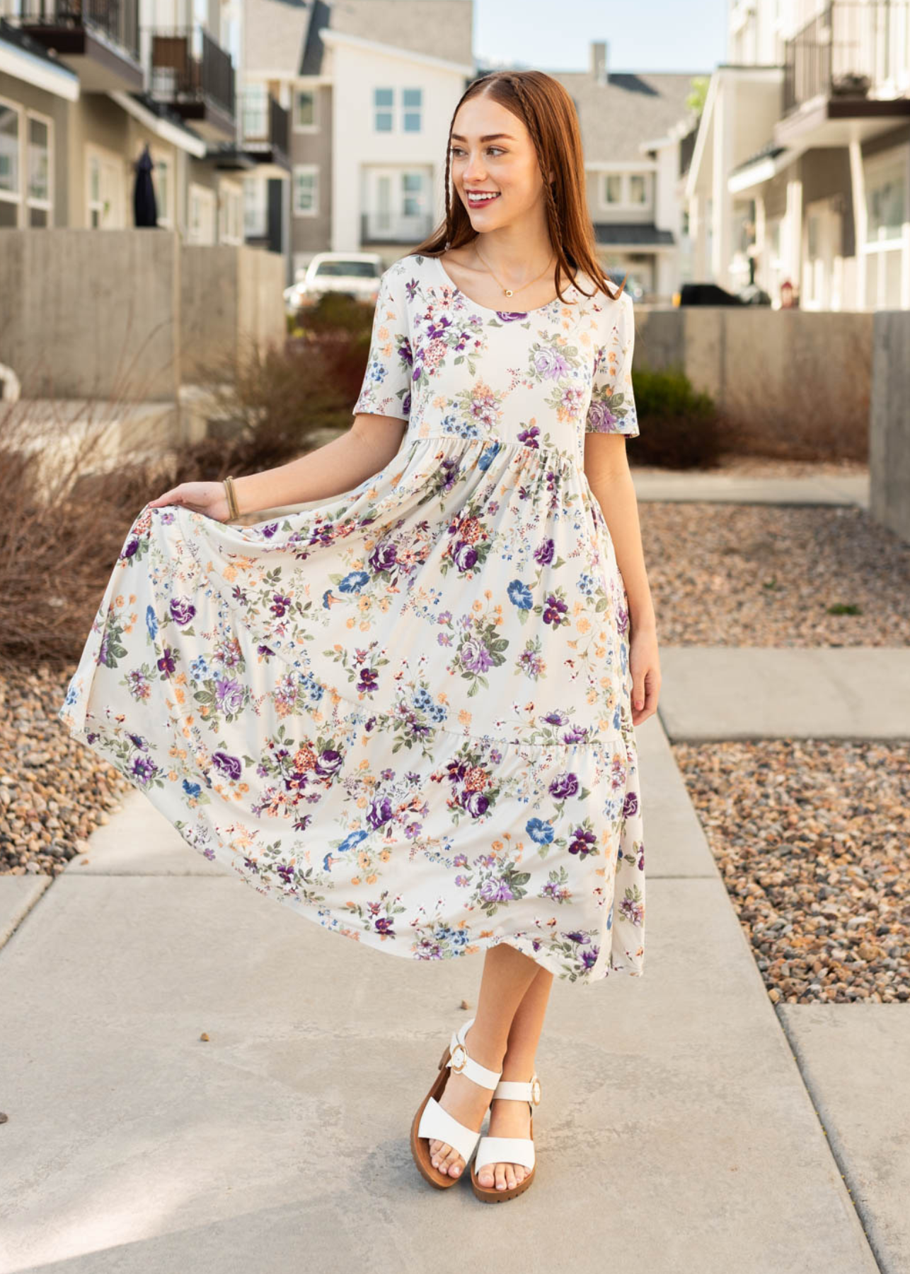 Lexy Grey Floral Dress