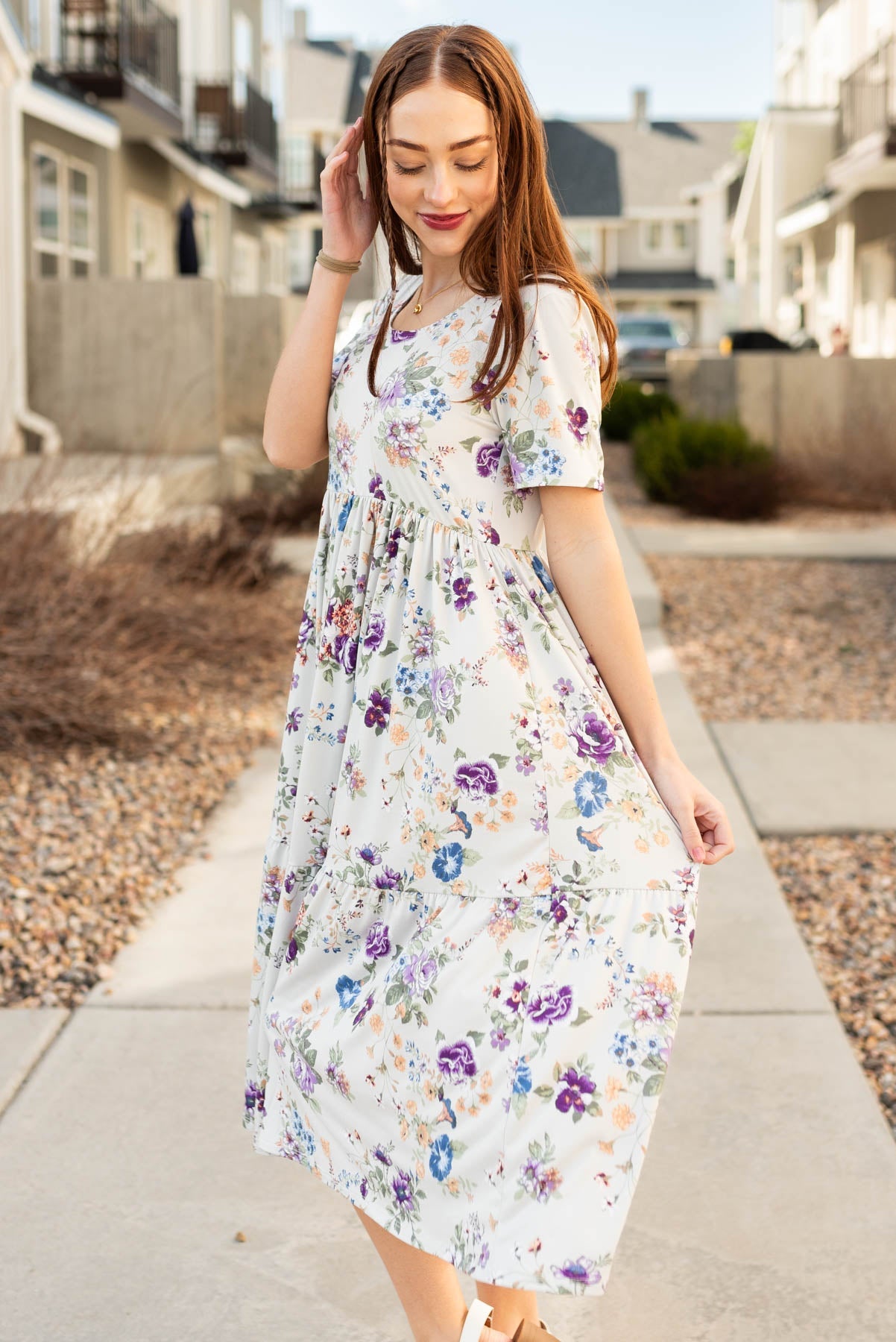 Lexy Grey Floral Dress