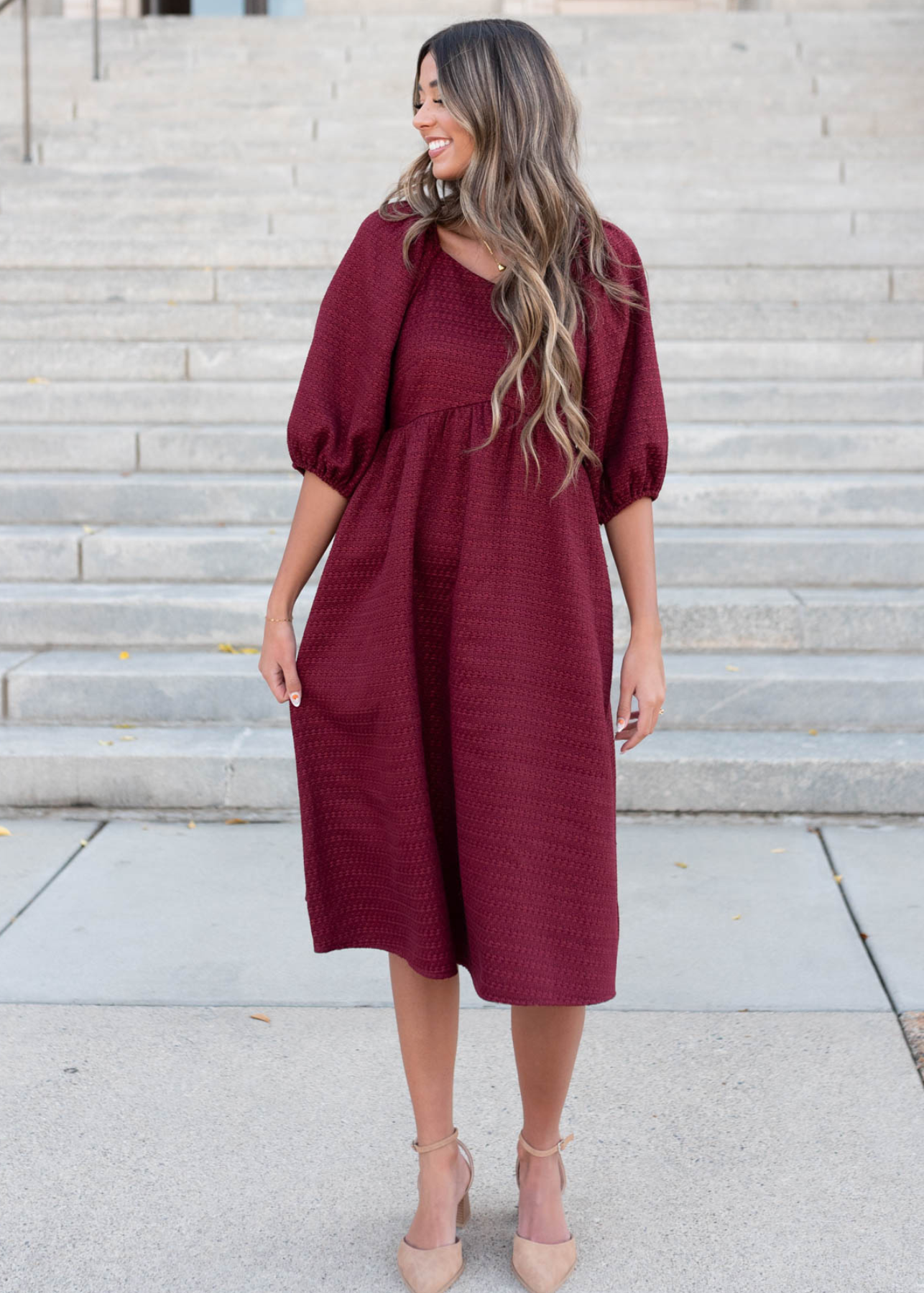 Lila Burgundy Textured Dress