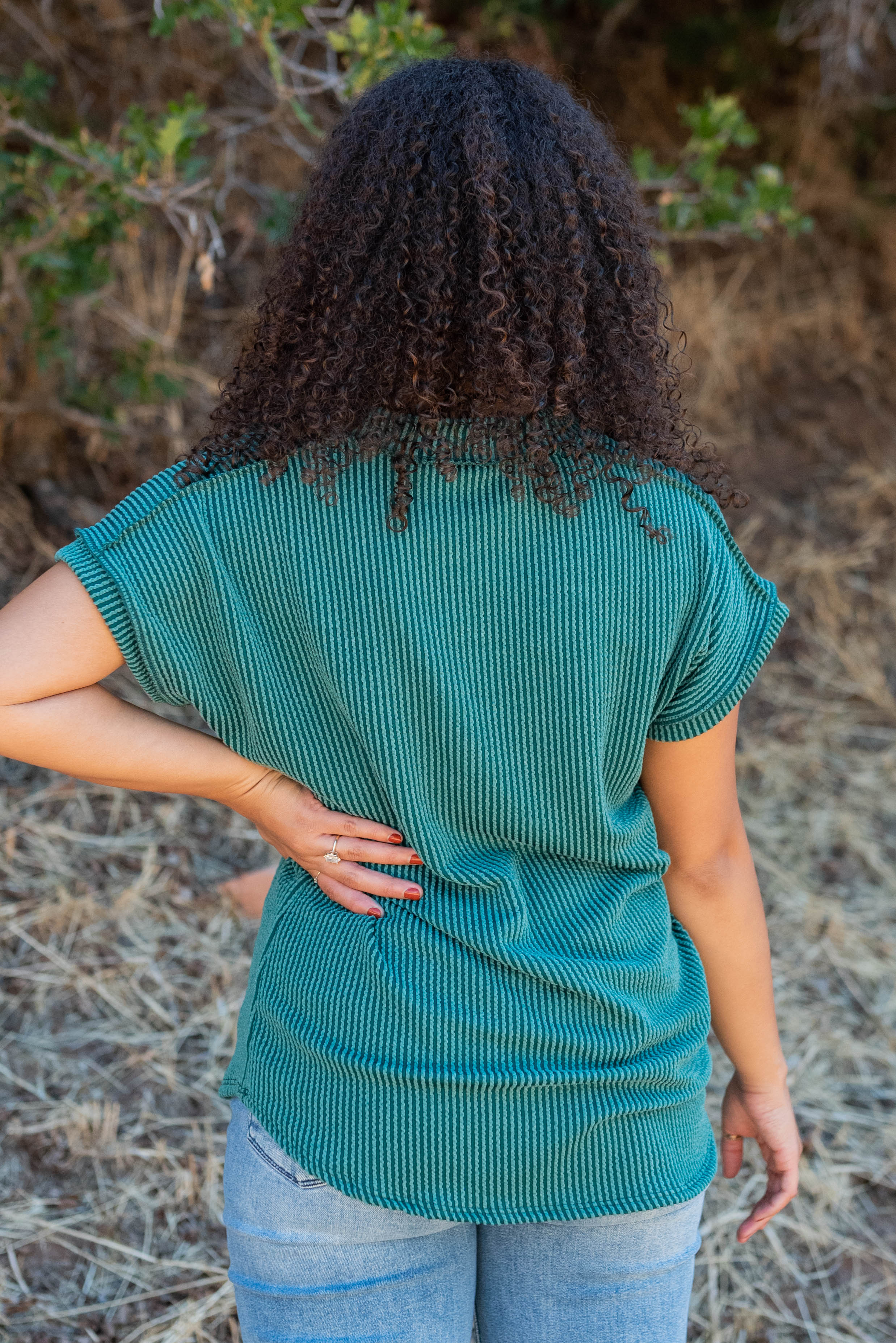 Liliana Hunter Green Ribbed Top