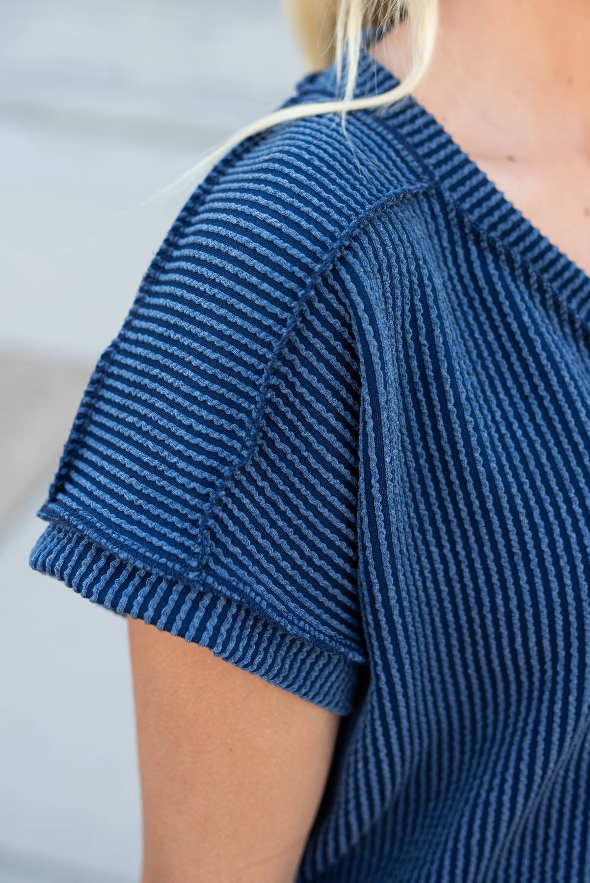 Liliana Navy Ribbed Top