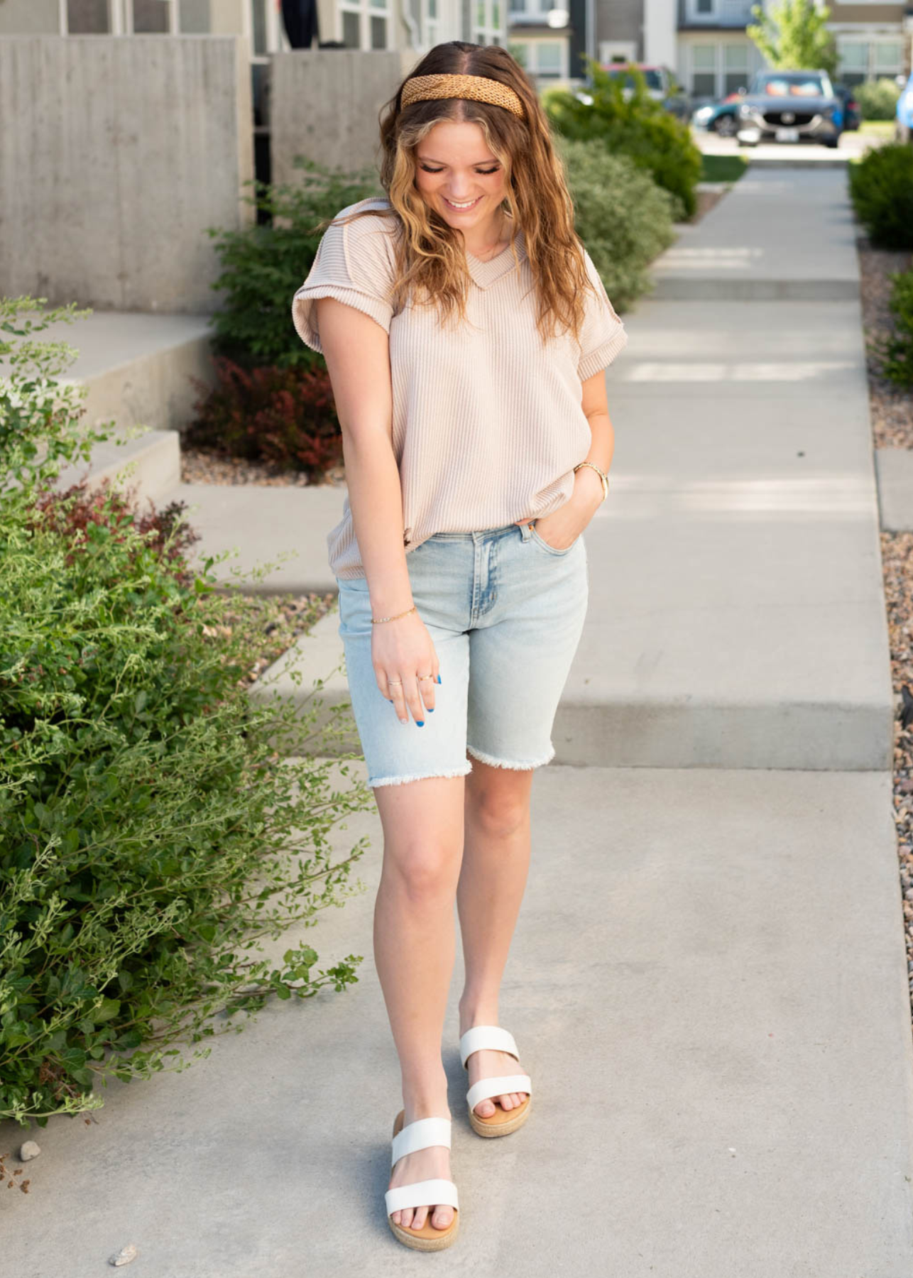 Liliana Oatmeal Ribbed Top