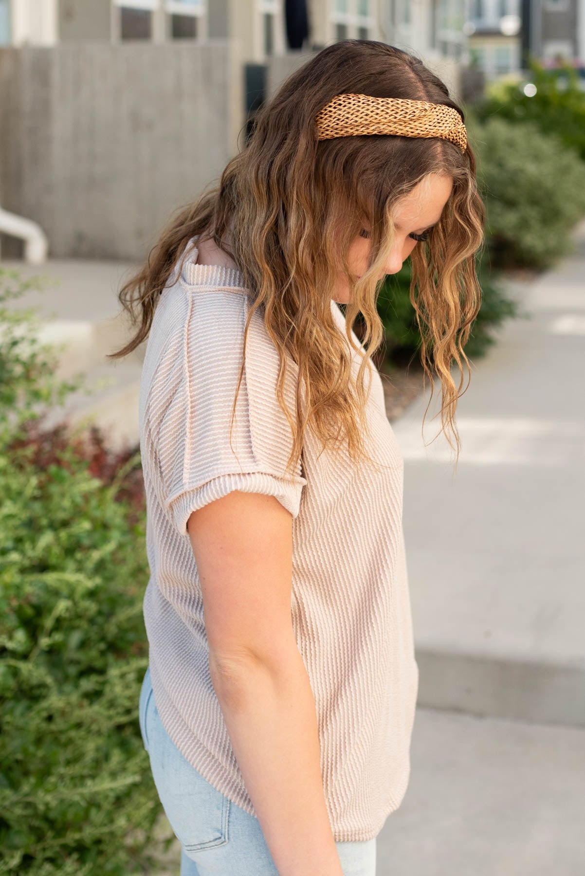 Liliana Oatmeal Ribbed Top