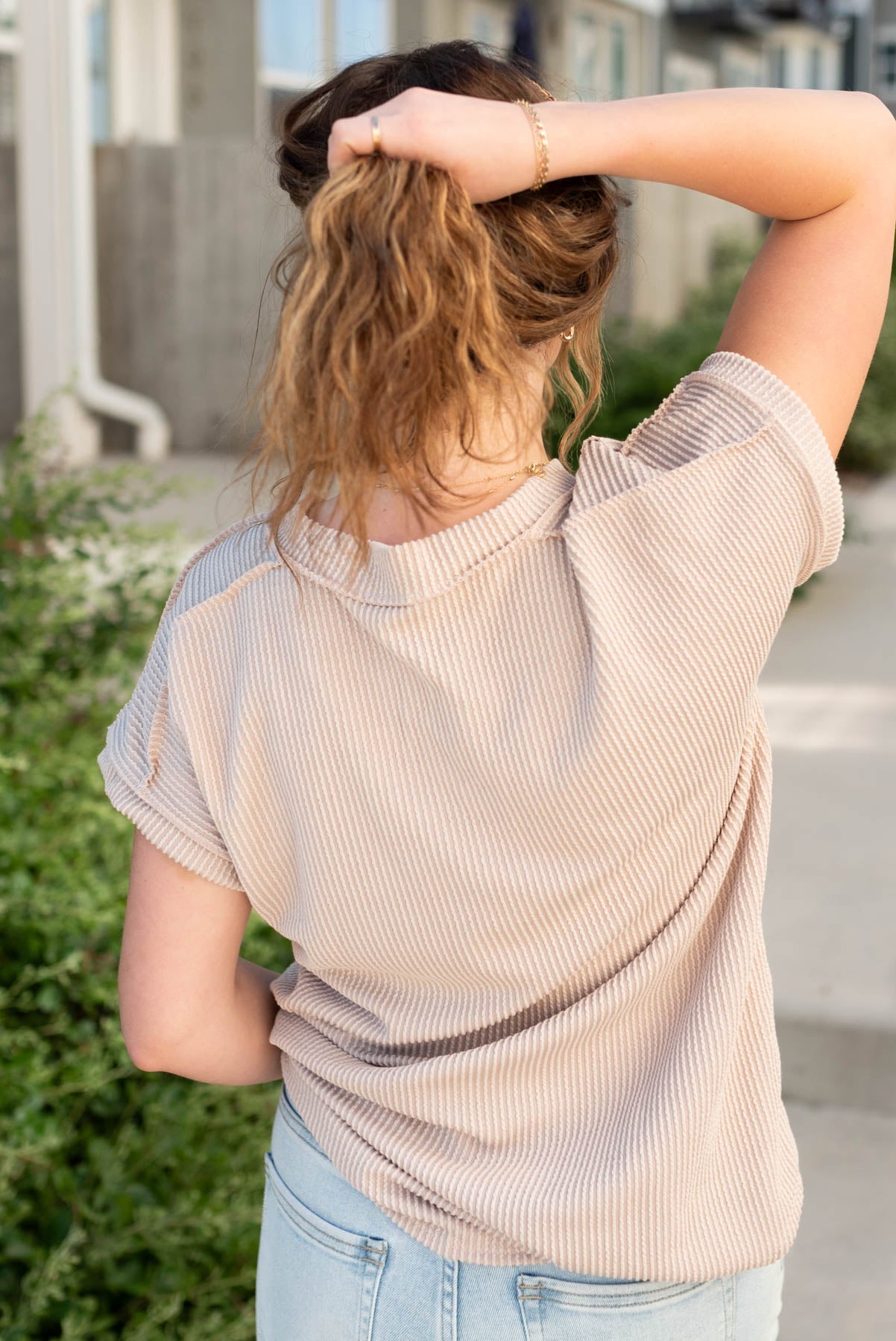 Liliana Oatmeal Ribbed Top