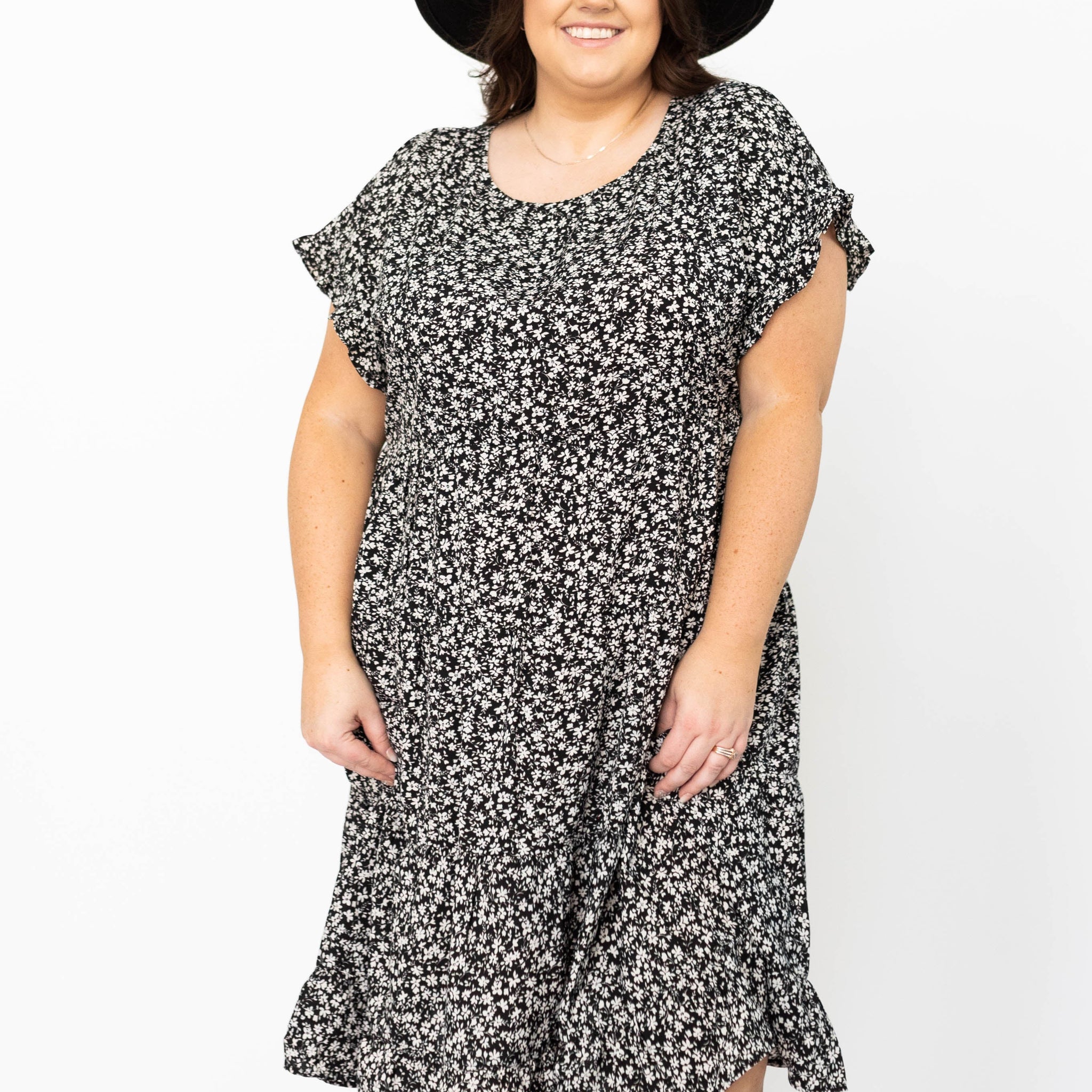 Lindsay Black Floral Dress